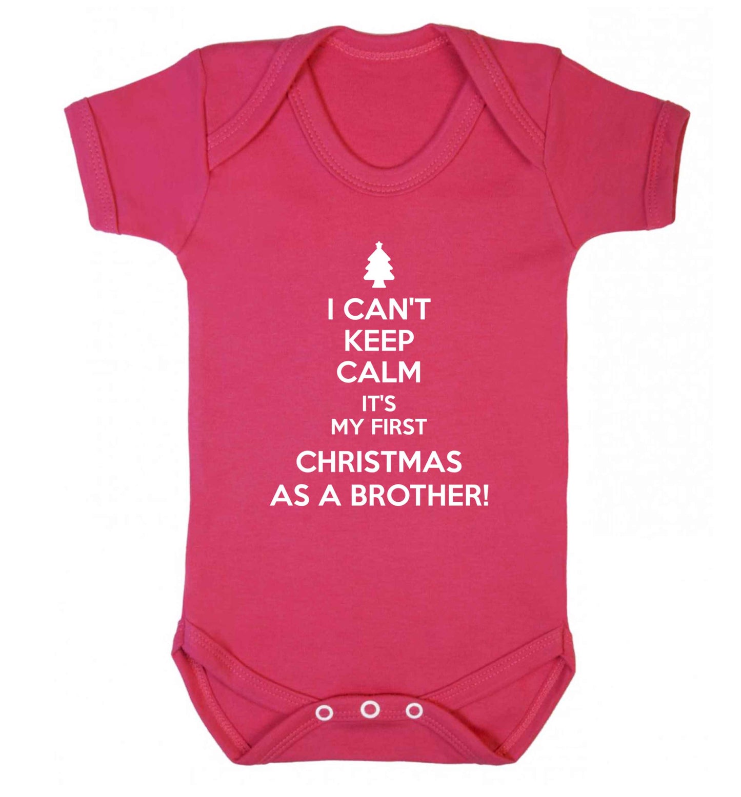 I can't keep calm it's my first Christmas as a brother! Baby Vest dark pink 18-24 months