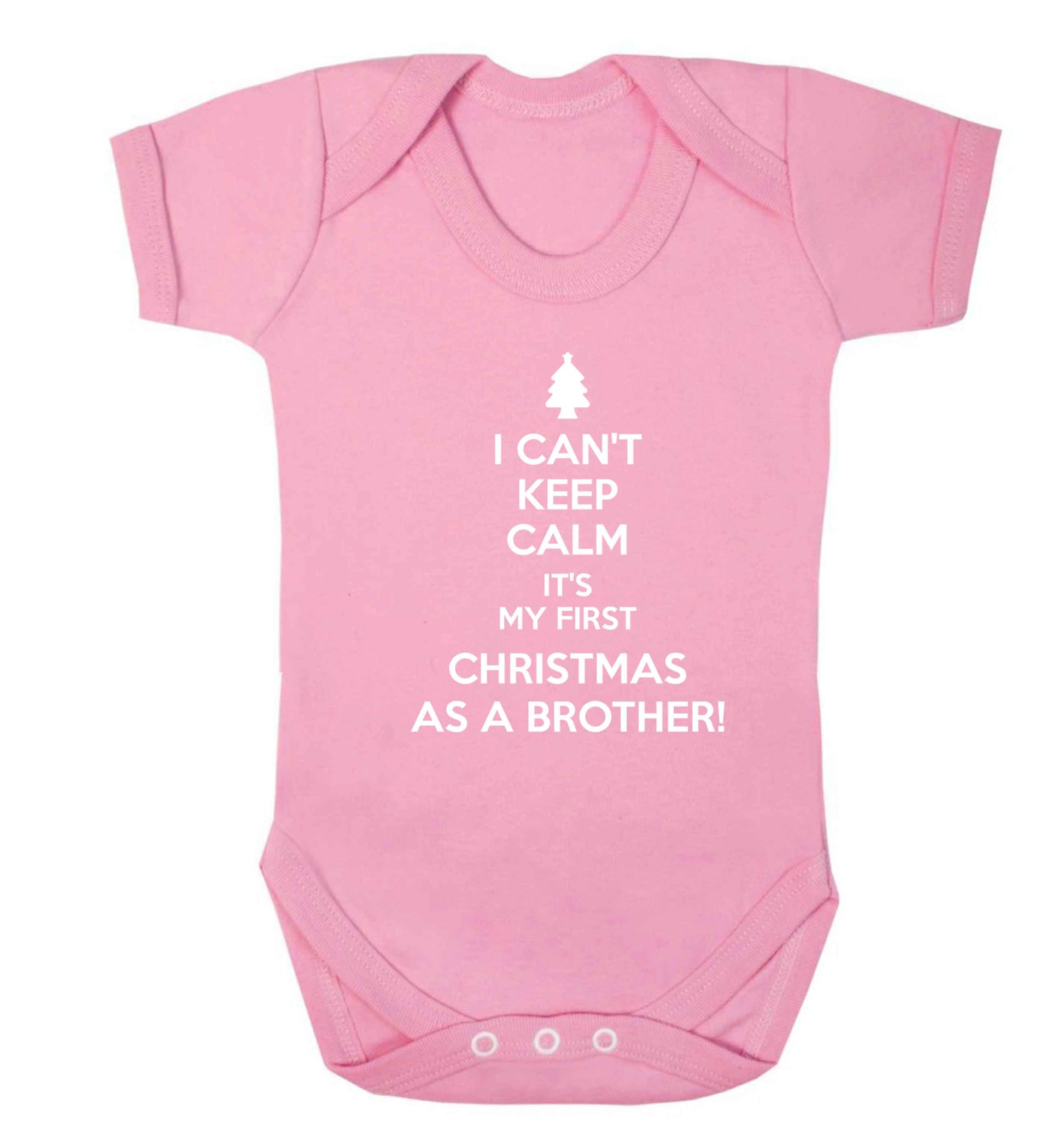 I can't keep calm it's my first Christmas as a brother! Baby Vest pale pink 18-24 months