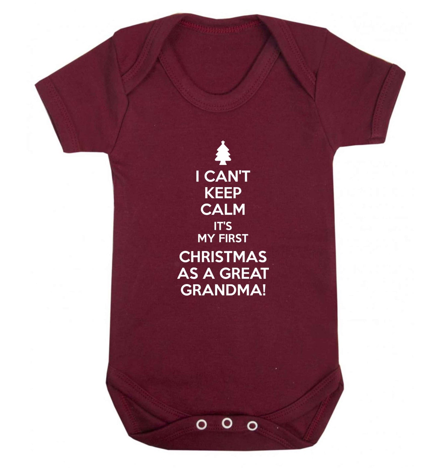 I can't keep calm it's my first Christmas as a great grandma! Baby Vest maroon 18-24 months
