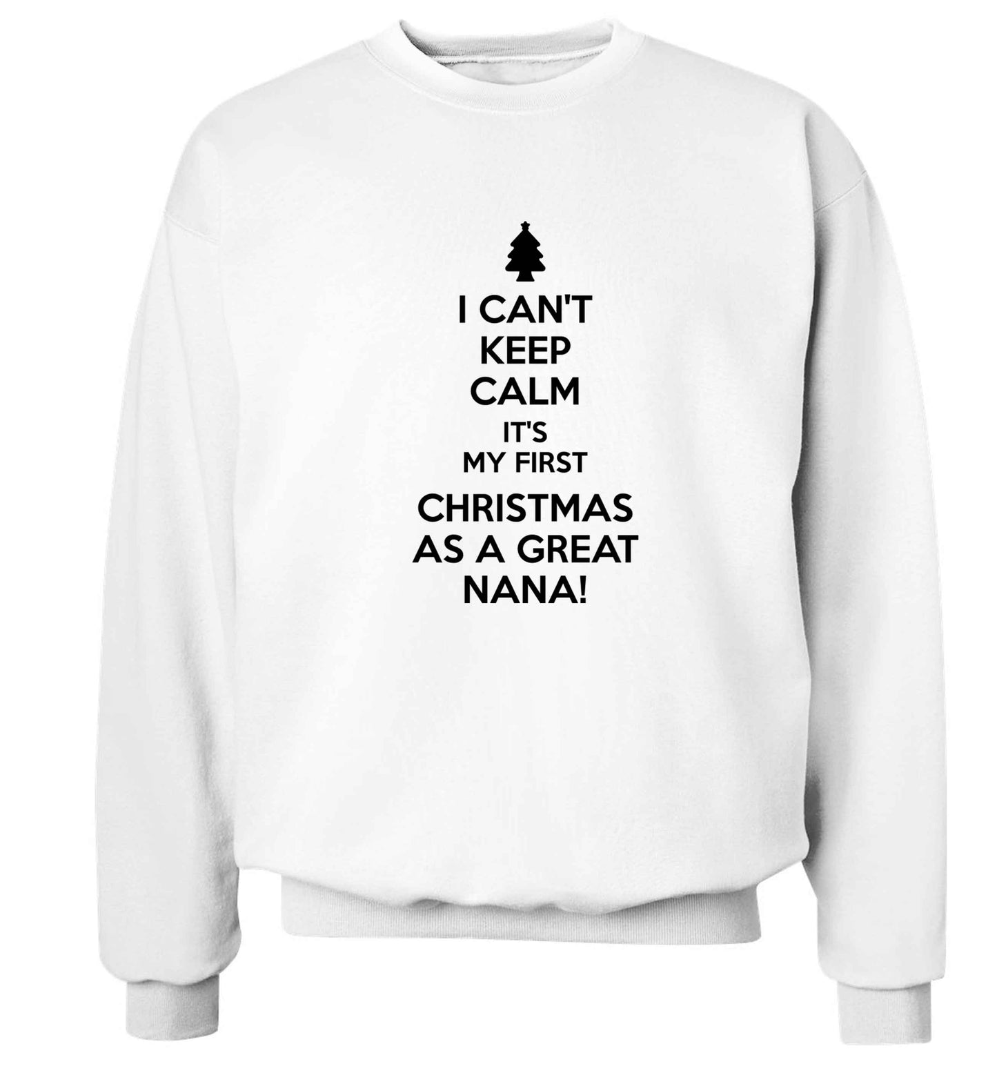 I can't keep calm it's my first Christmas as a great nana! Adult's unisex white Sweater 2XL