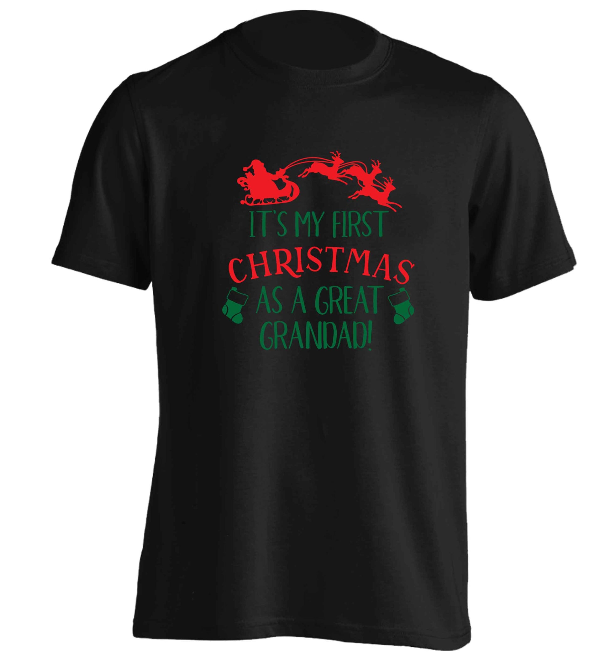 It's my first Christmas as a great grandad! adults unisex black Tshirt 2XL