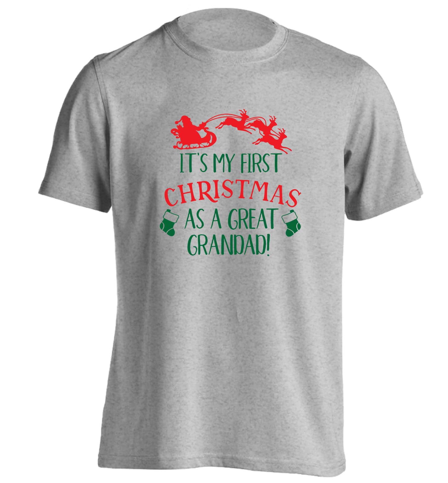 It's my first Christmas as a great grandad! adults unisex grey Tshirt 2XL