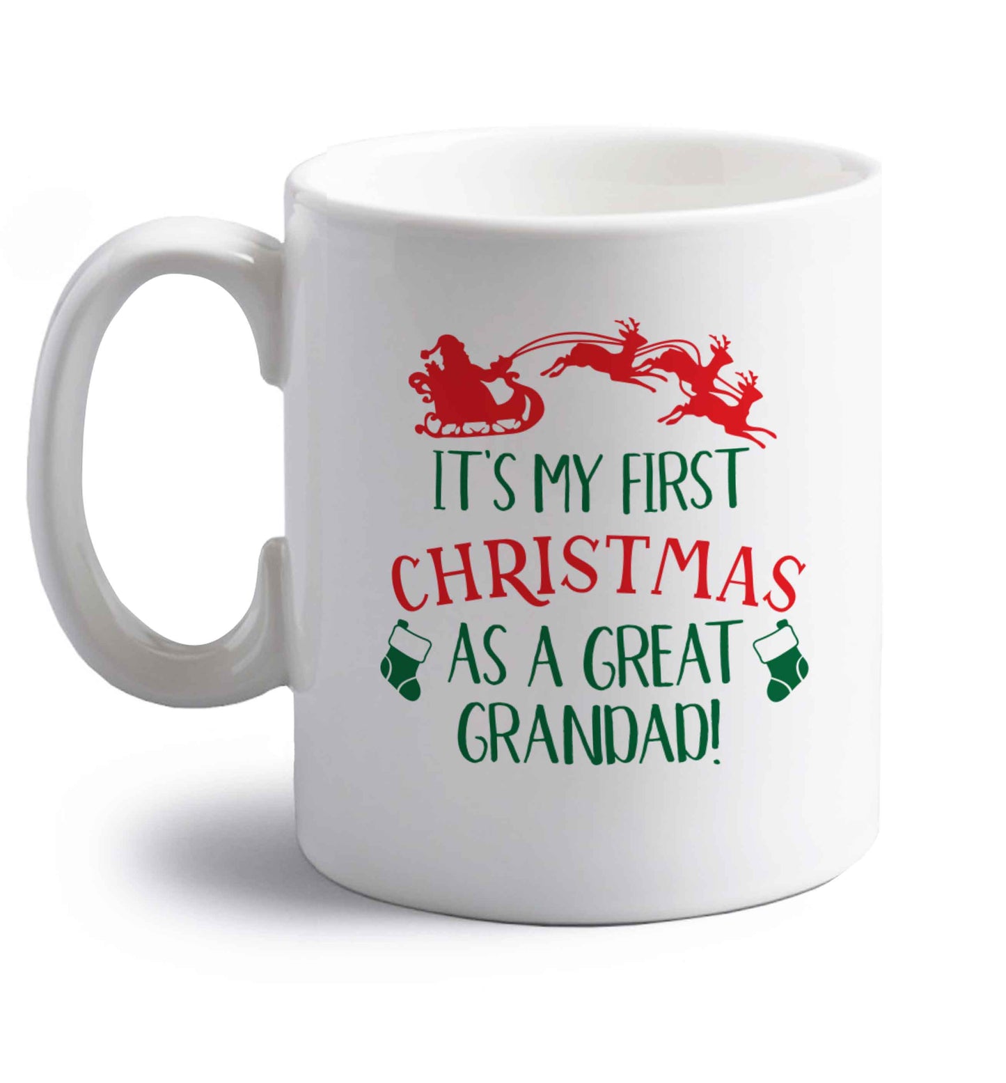 It's my first Christmas as a great grandad! right handed white ceramic mug 