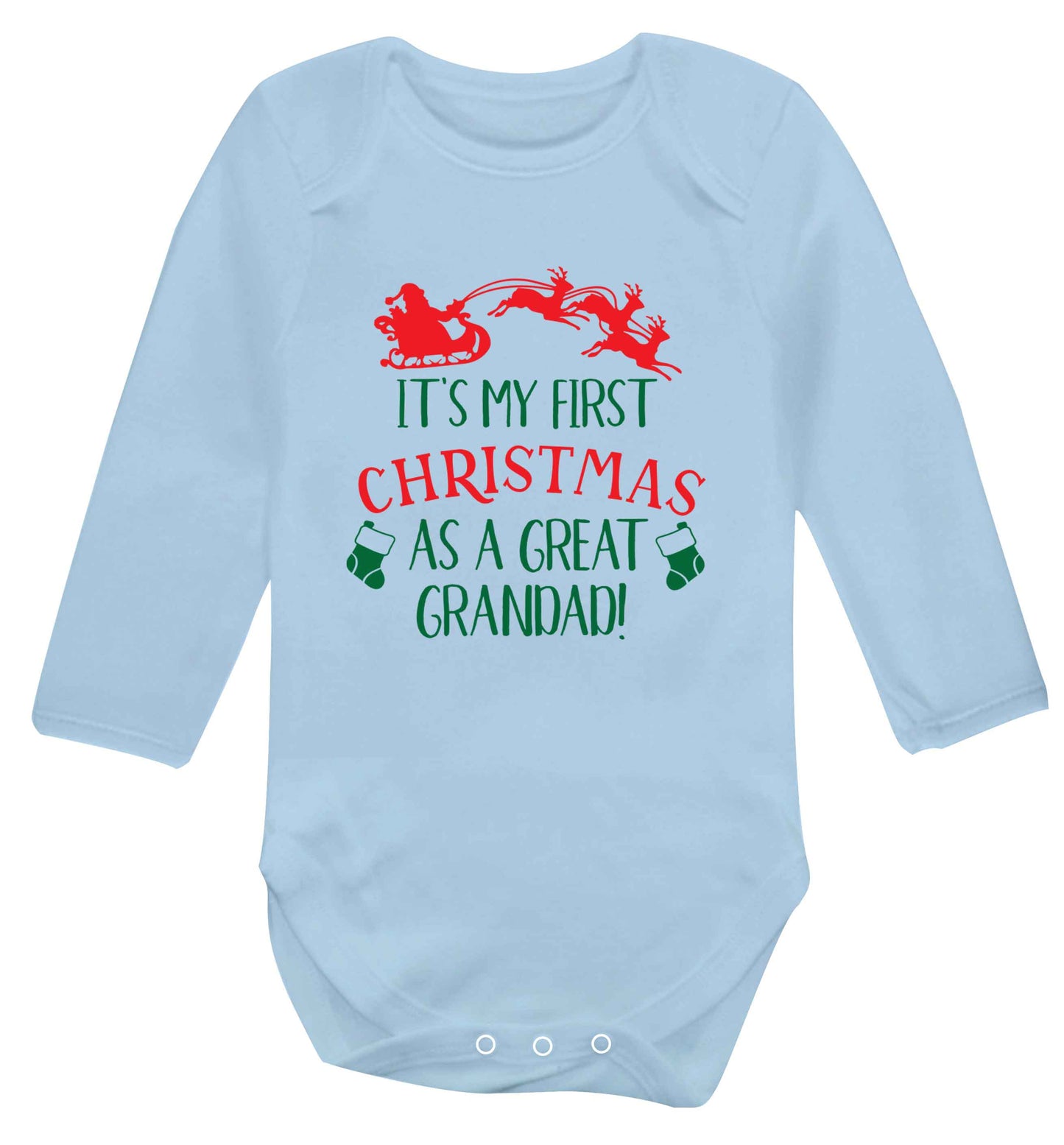 It's my first Christmas as a great grandad! Baby Vest long sleeved pale blue 6-12 months