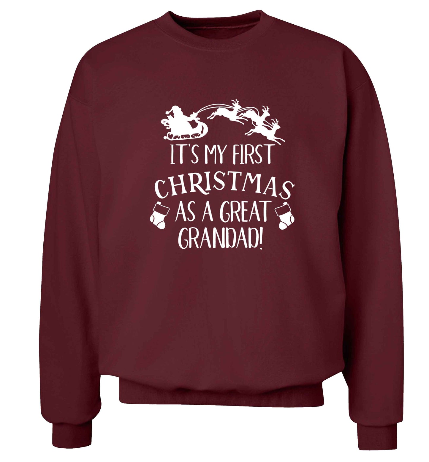 It's my first Christmas as a great grandad! Adult's unisex maroon Sweater 2XL