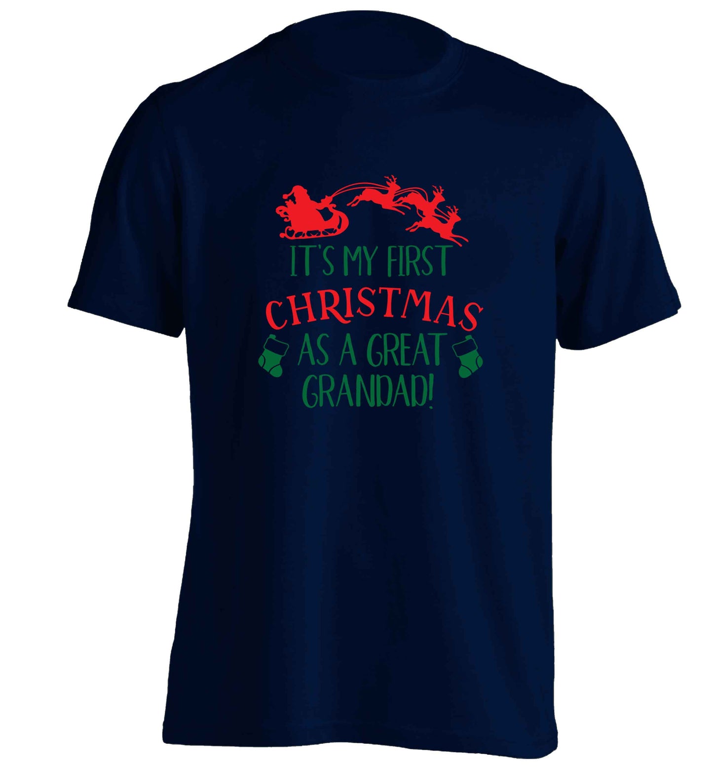 It's my first Christmas as a great grandad! adults unisex navy Tshirt 2XL