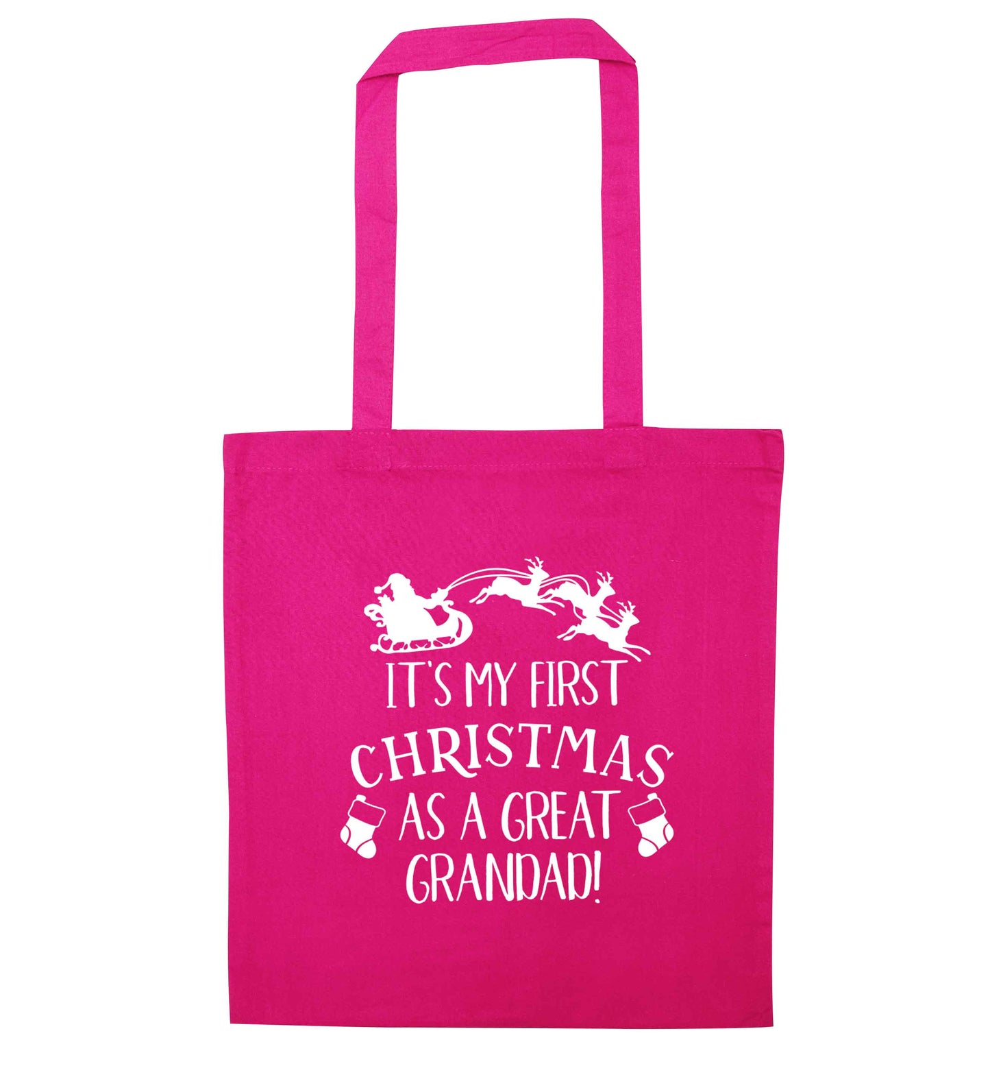 It's my first Christmas as a great grandad! pink tote bag