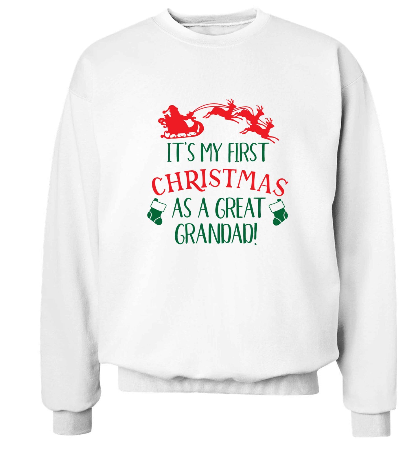 It's my first Christmas as a great grandad! Adult's unisex white Sweater 2XL