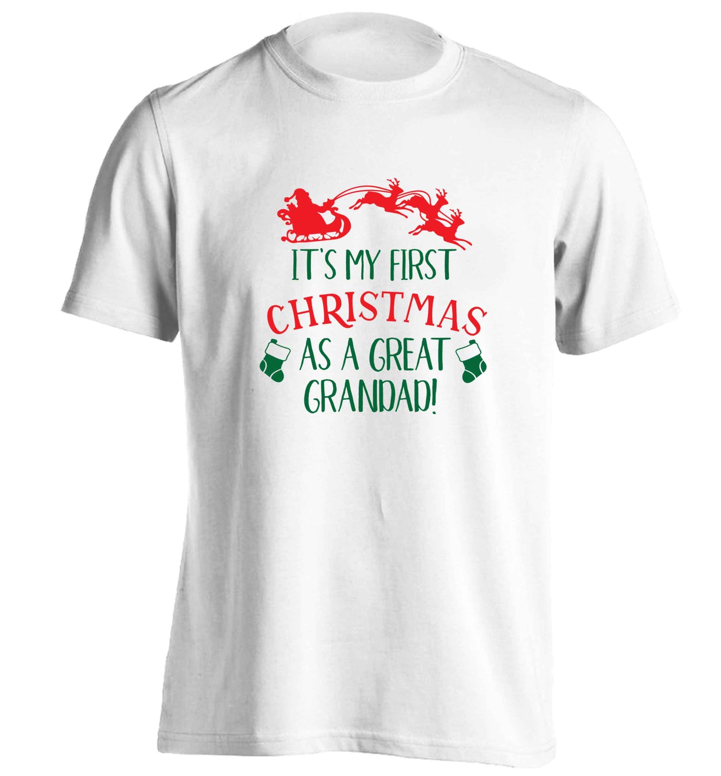 It's my first Christmas as a great grandad! adults unisex white Tshirt 2XL