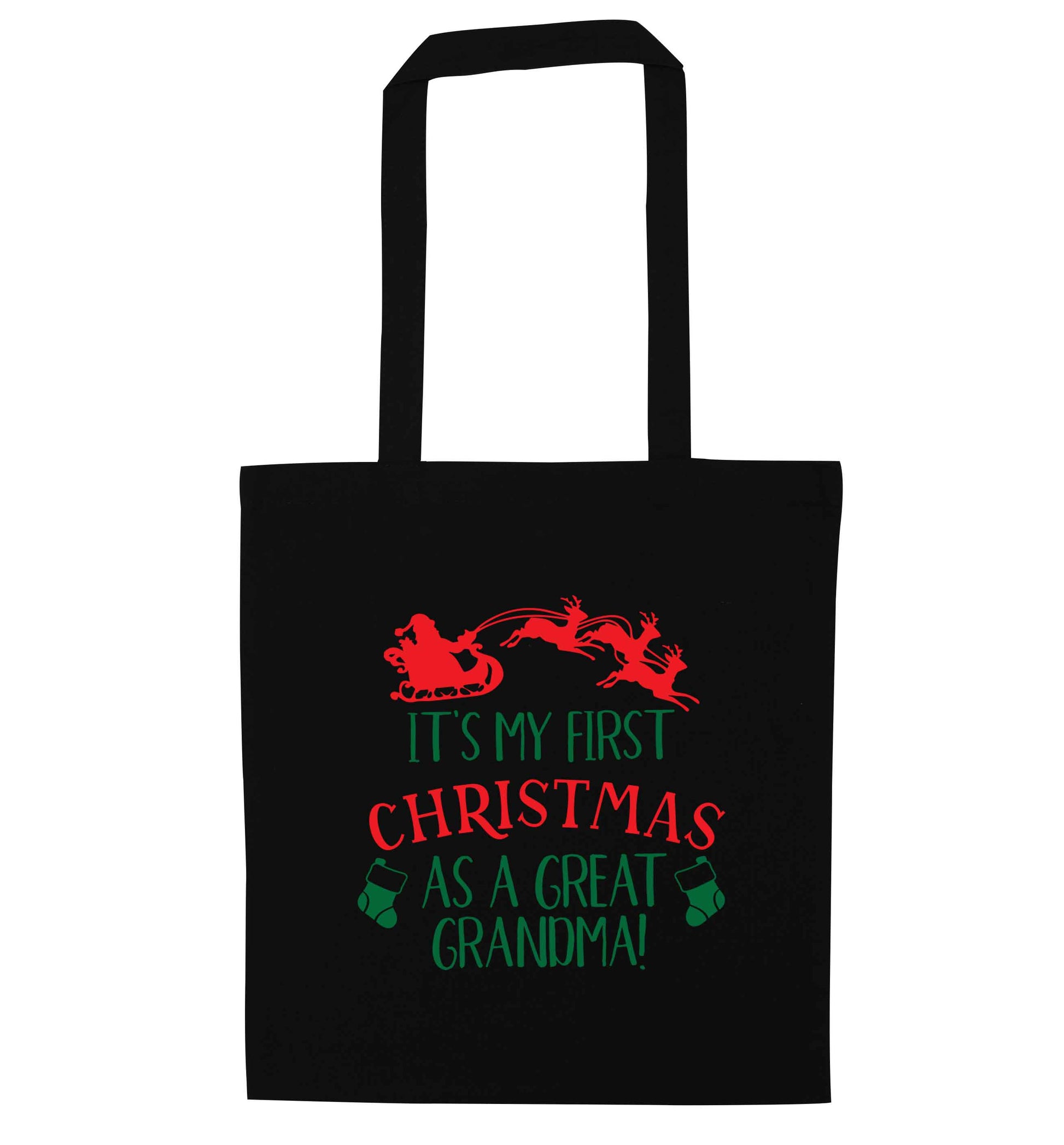 It's my first Christmas as a great grandma! black tote bag