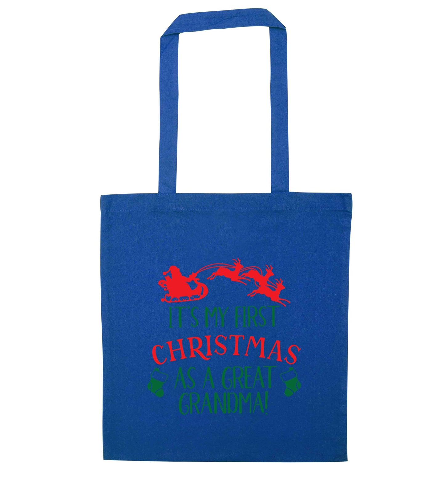 It's my first Christmas as a great grandma! blue tote bag