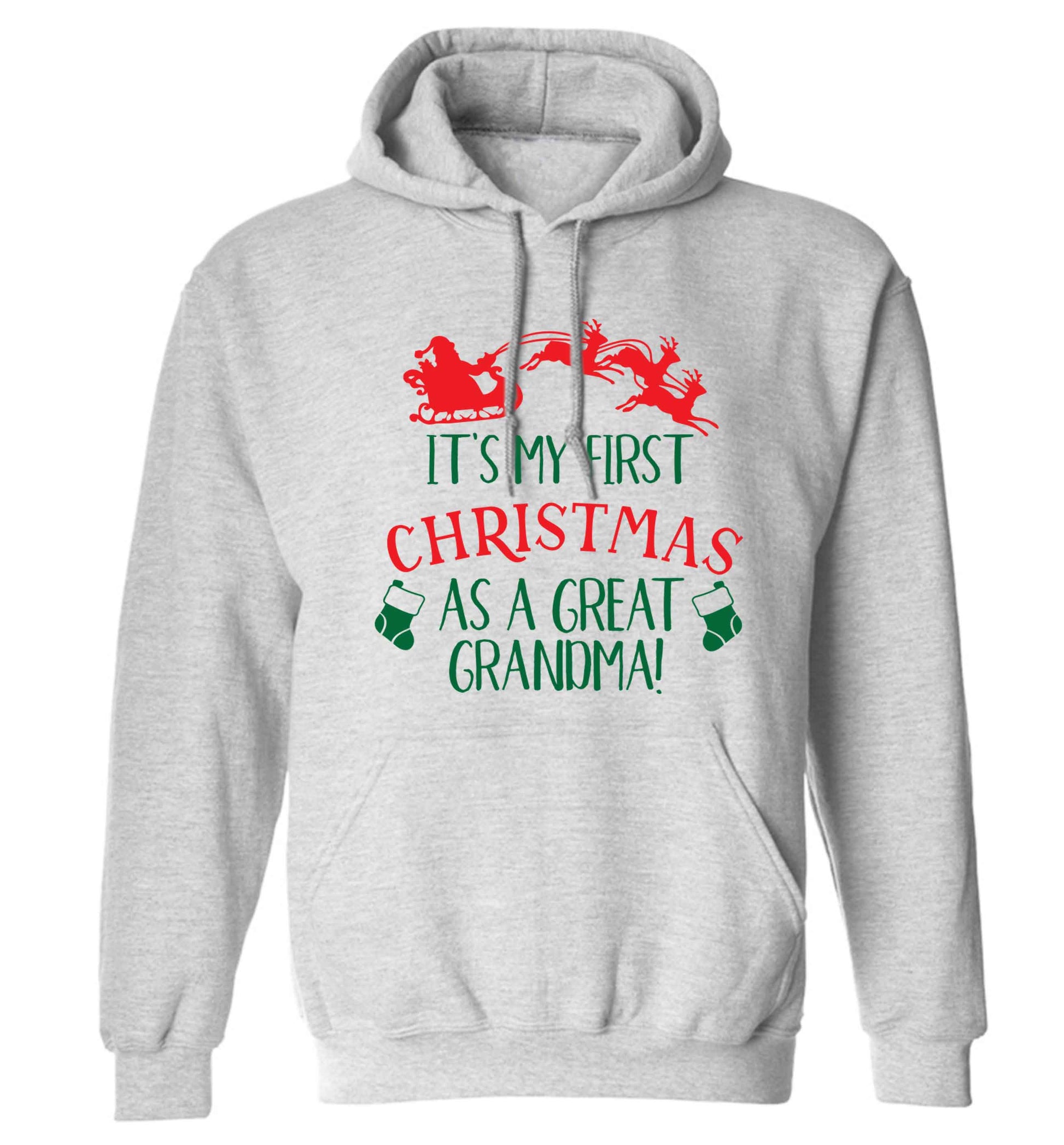 It's my first Christmas as a great grandma! adults unisex grey hoodie 2XL