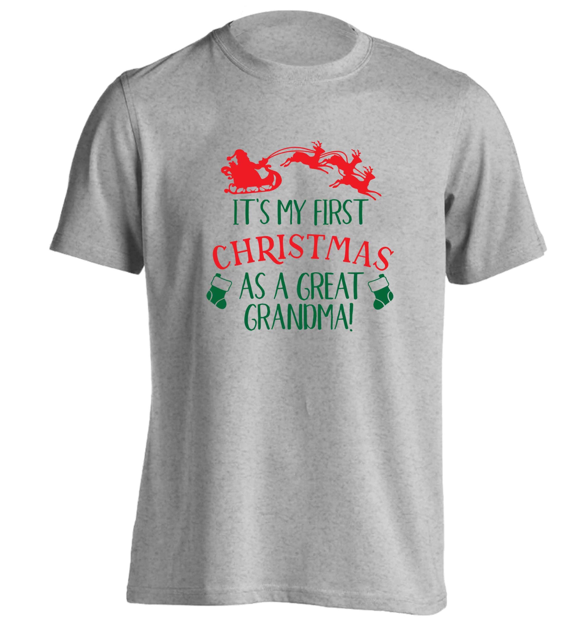 It's my first Christmas as a great grandma! adults unisex grey Tshirt 2XL