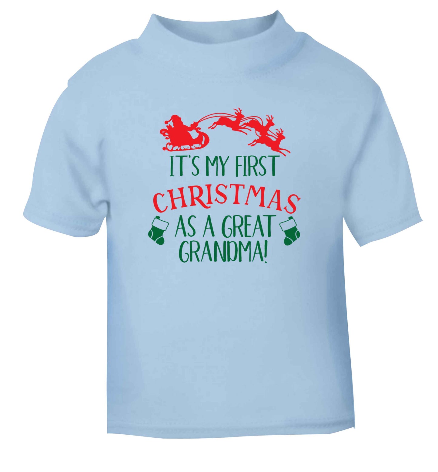 It's my first Christmas as a great grandma! light blue Baby Toddler Tshirt 2 Years