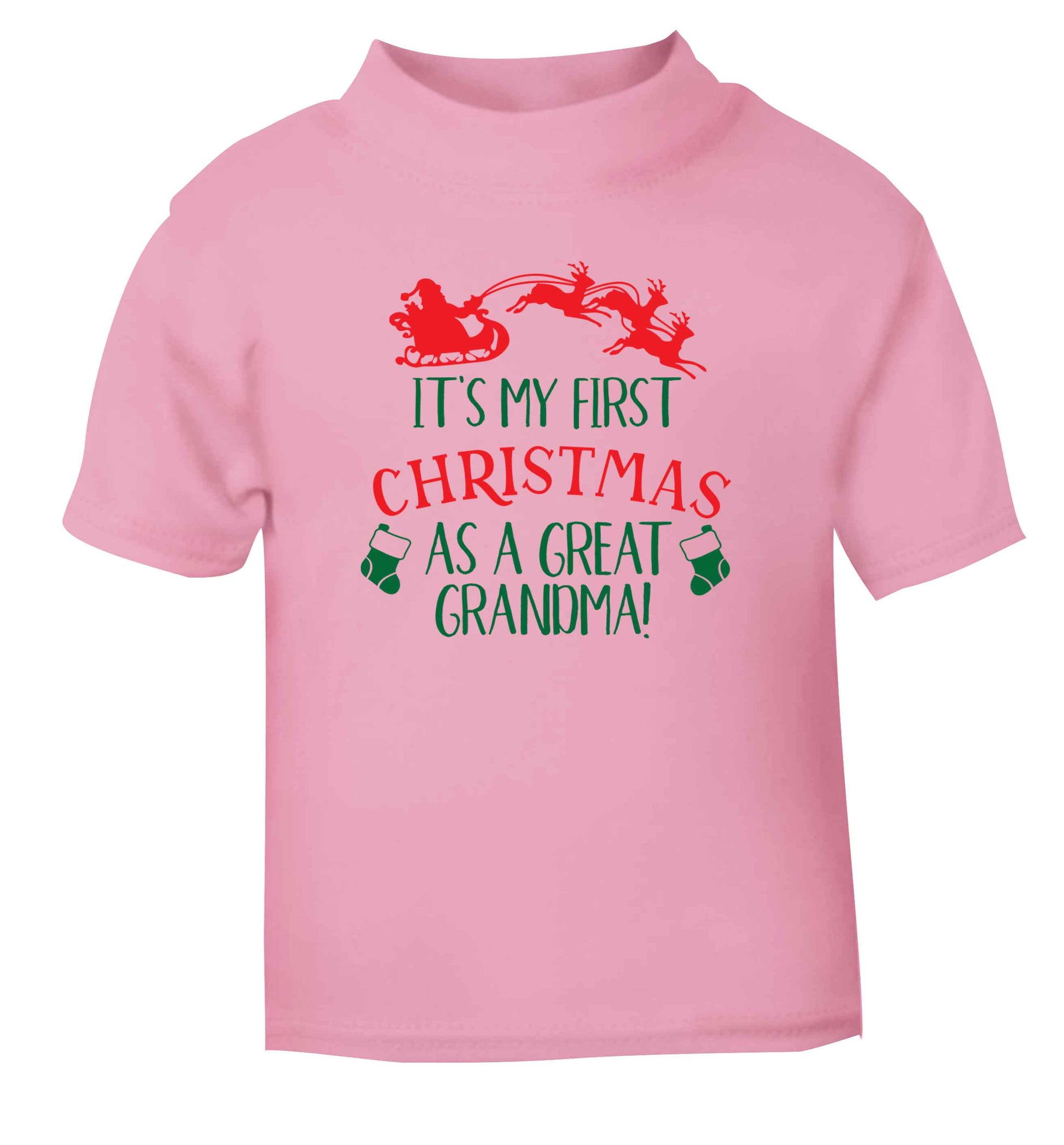 It's my first Christmas as a great grandma! light pink Baby Toddler Tshirt 2 Years