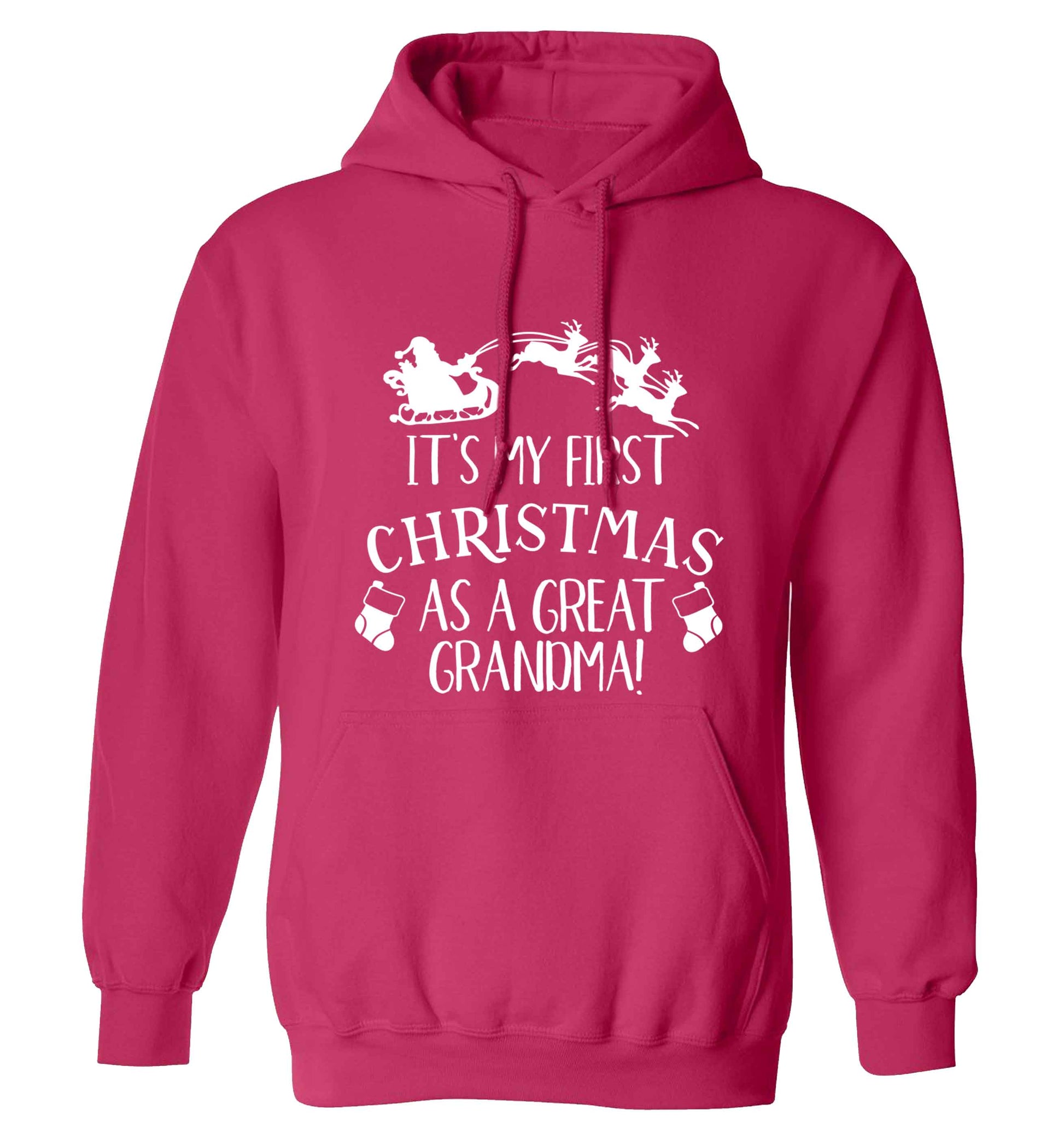 It's my first Christmas as a great grandma! adults unisex pink hoodie 2XL