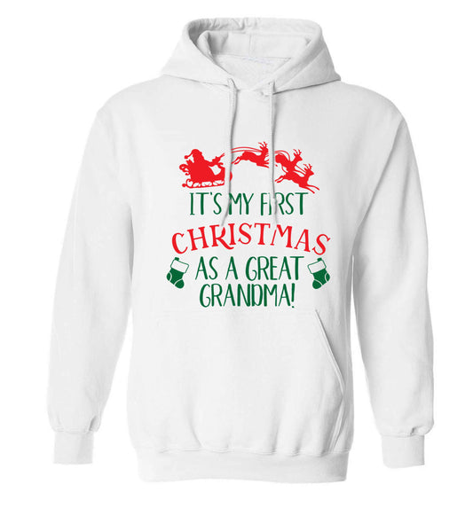 It's my first Christmas as a great grandma! adults unisex white hoodie 2XL