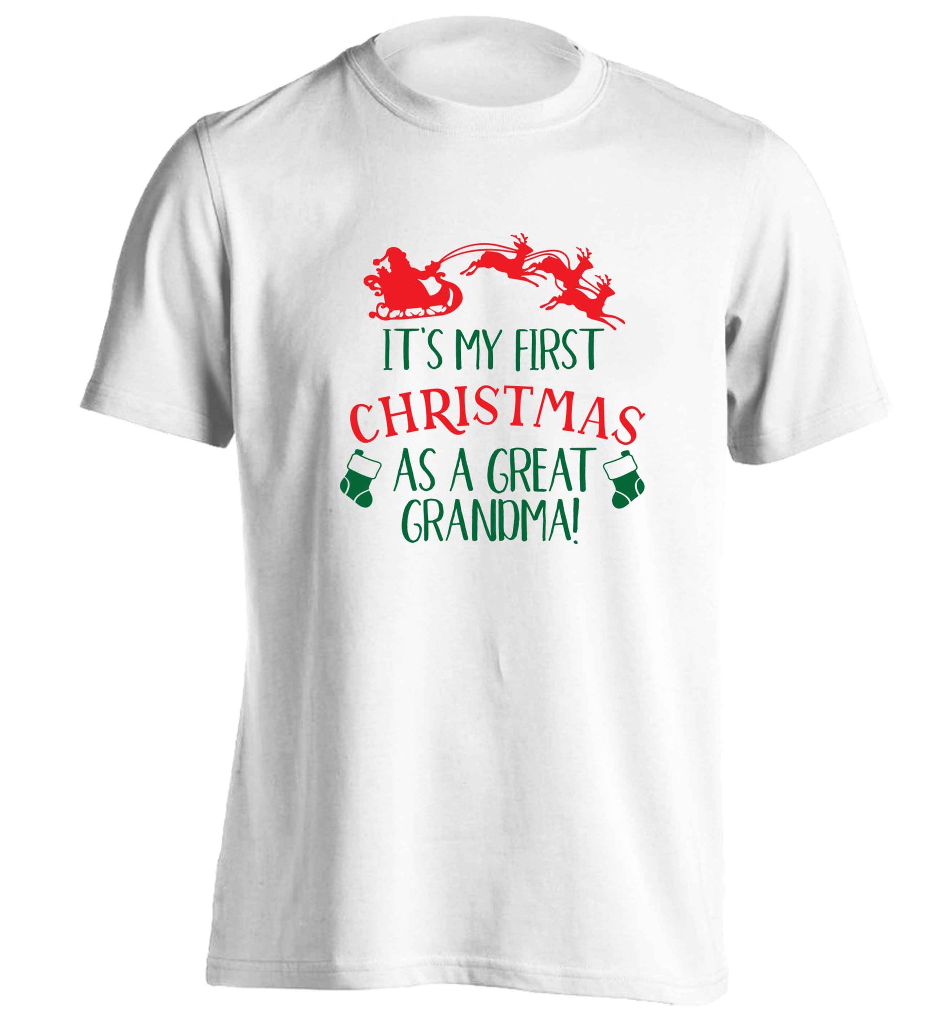 It's my first Christmas as a great grandma! adults unisex white Tshirt 2XL
