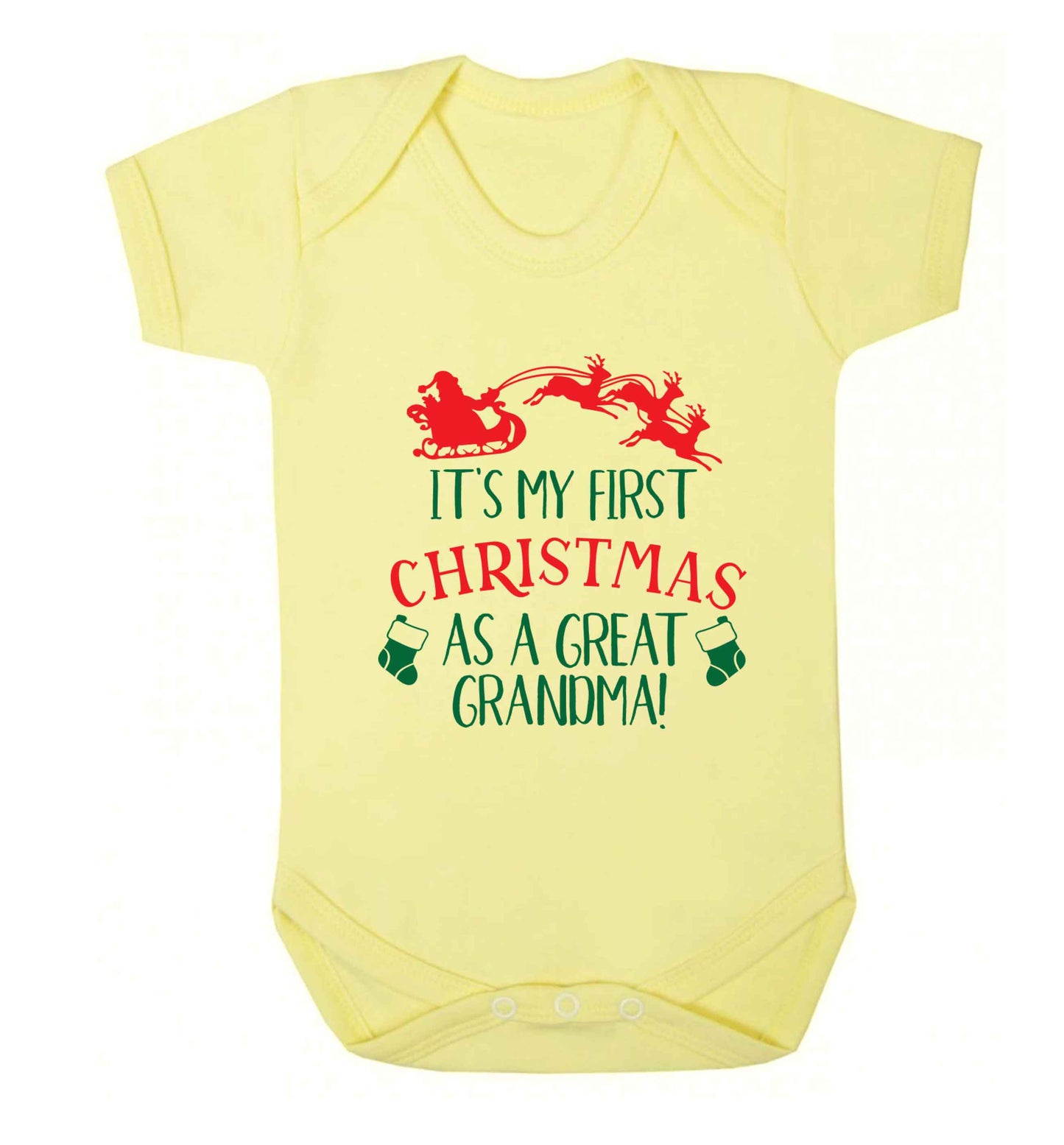 It's my first Christmas as a great grandma! Baby Vest pale yellow 18-24 months