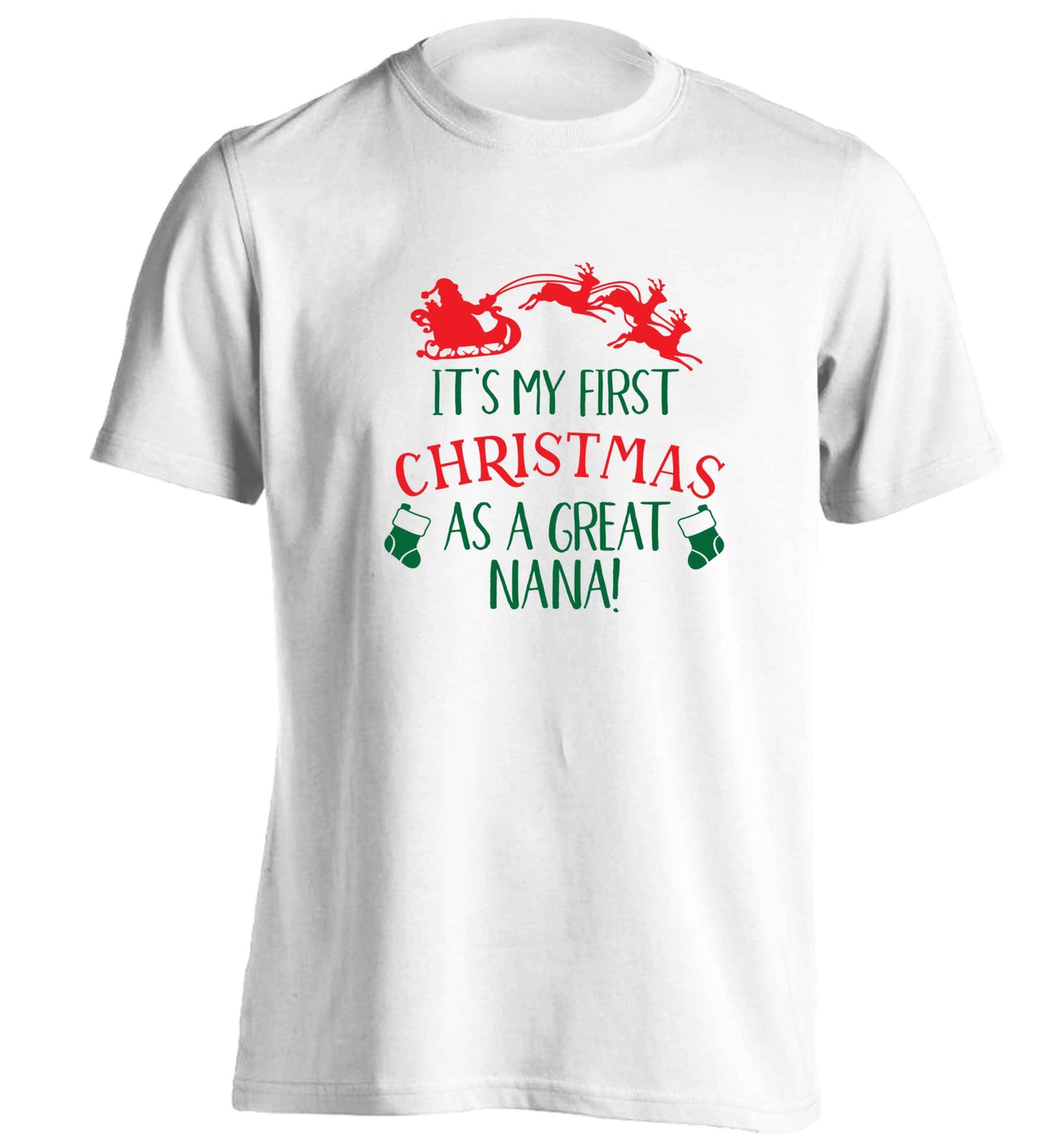 It's my first Christmas as a great nana! adults unisex white Tshirt 2XL