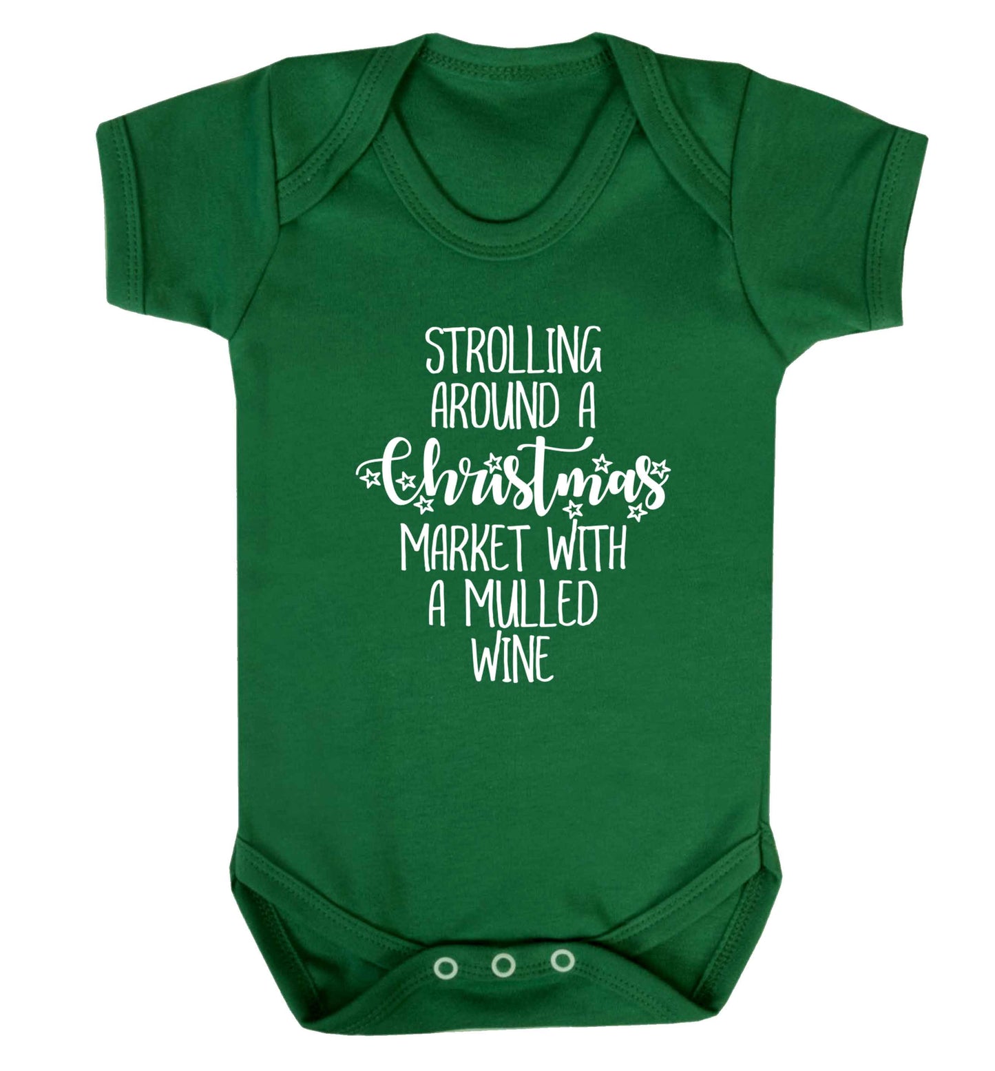 Strolling around a Christmas market with mulled wine Baby Vest green 18-24 months
