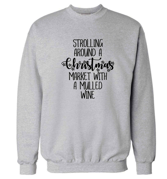 Strolling around a Christmas market with mulled wine Adult's unisex grey Sweater 2XL