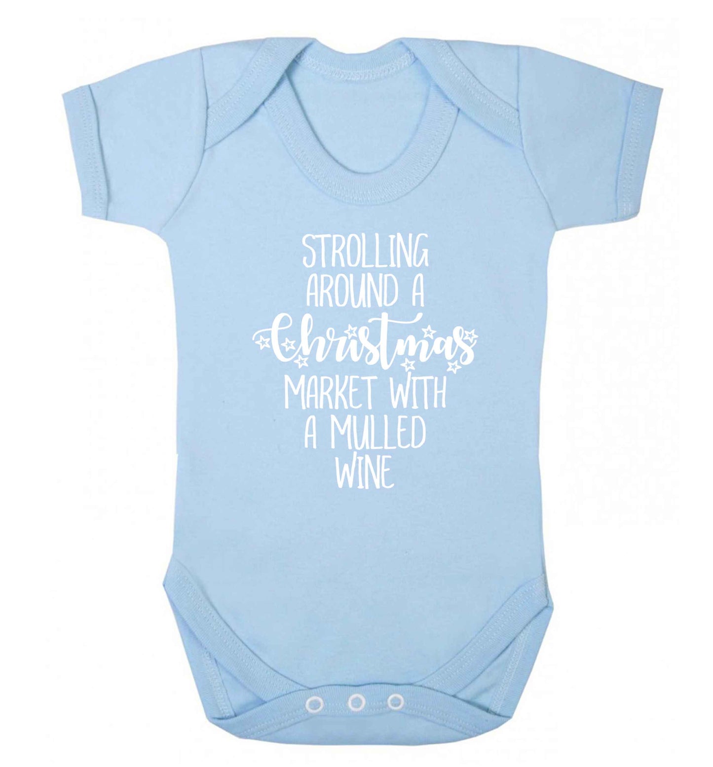 Strolling around a Christmas market with mulled wine Baby Vest pale blue 18-24 months