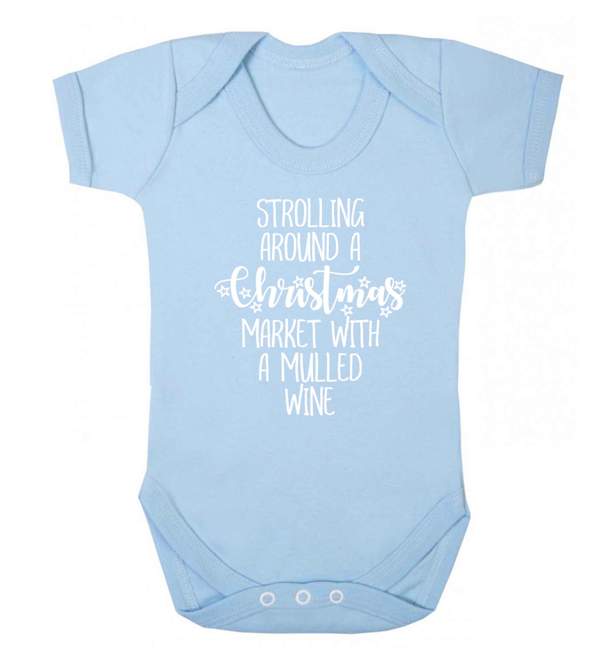 Strolling around a Christmas market with mulled wine Baby Vest pale blue 18-24 months