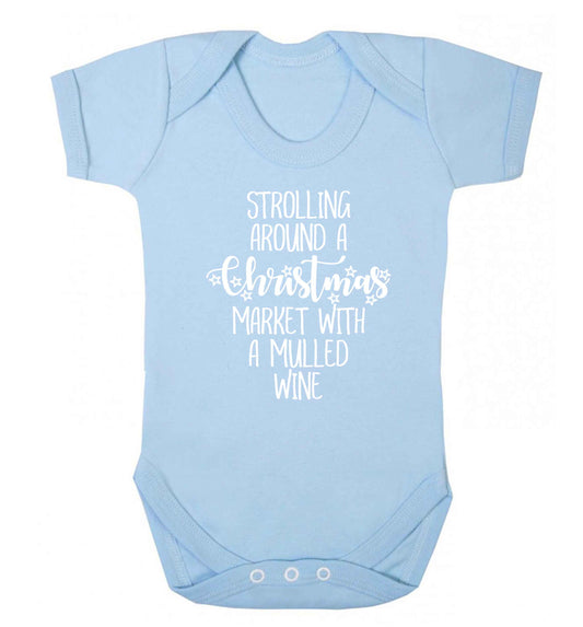 Strolling around a Christmas market with mulled wine Baby Vest pale blue 18-24 months