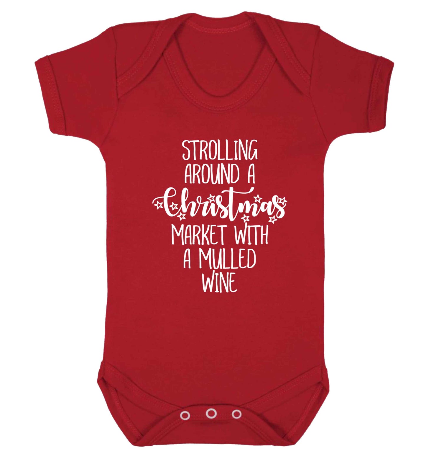 Strolling around a Christmas market with mulled wine Baby Vest red 18-24 months
