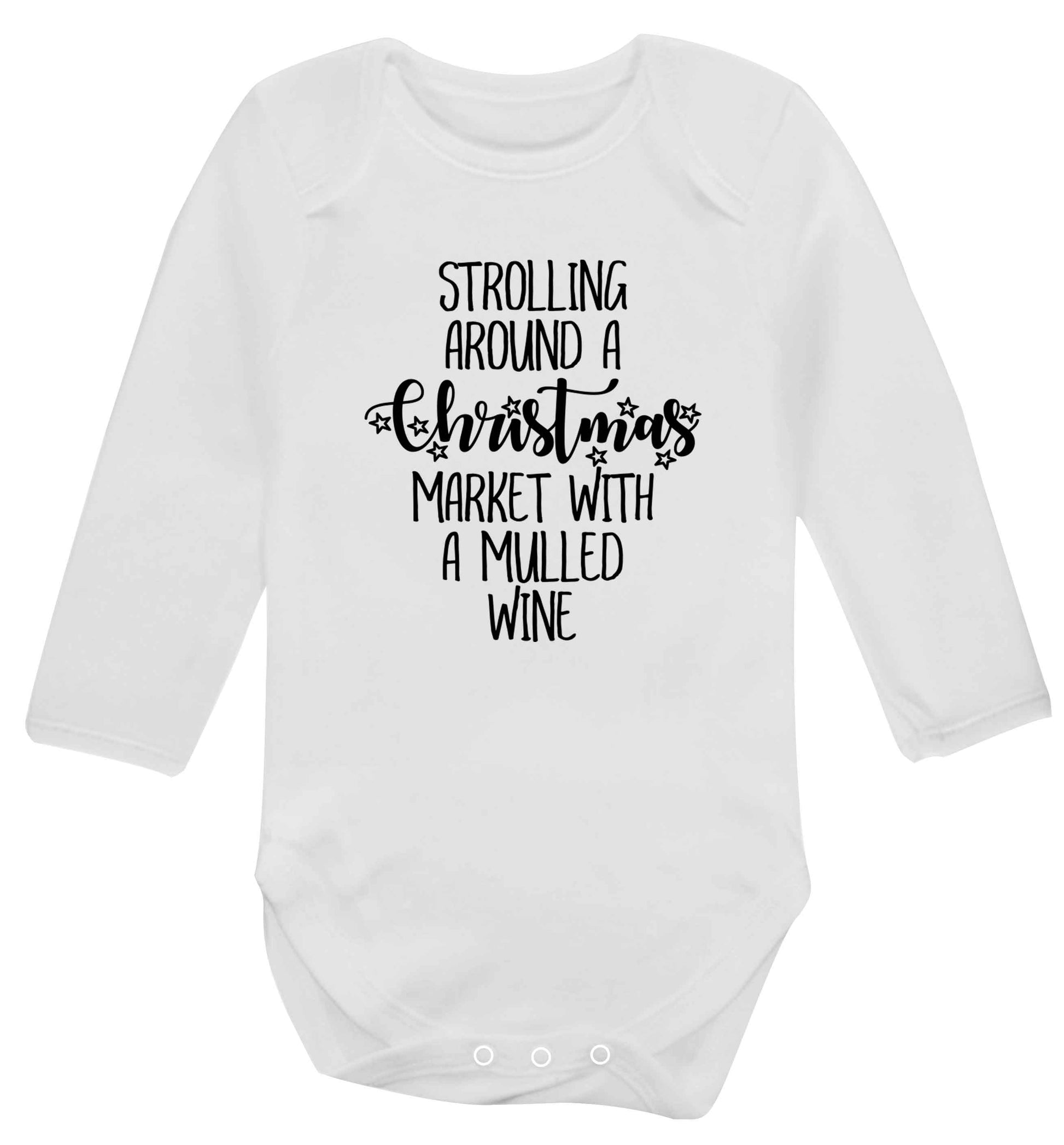 Strolling around a Christmas market with mulled wine Baby Vest long sleeved white 6-12 months