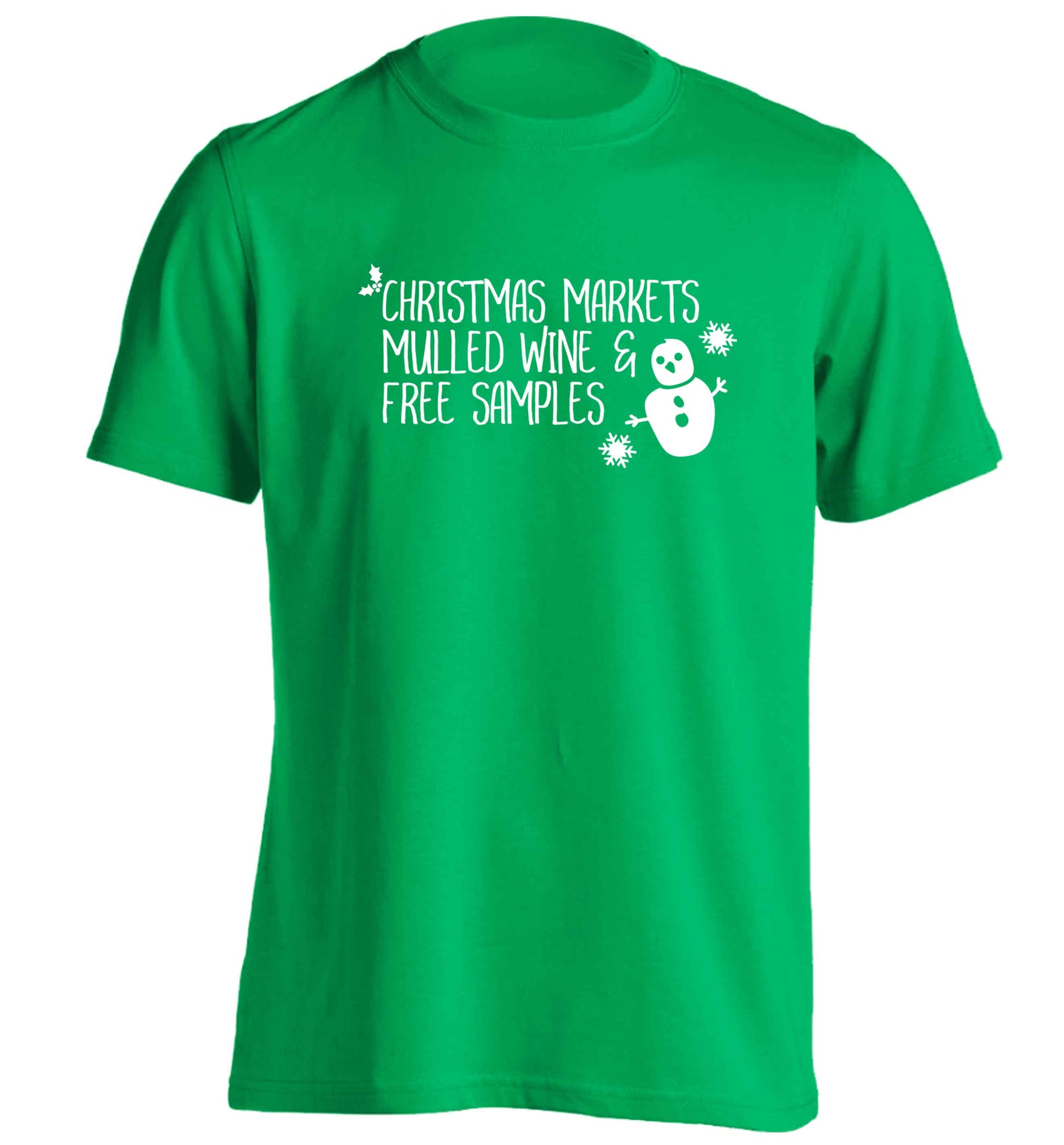 Christmas market mulled wine & free samples adults unisex green Tshirt 2XL