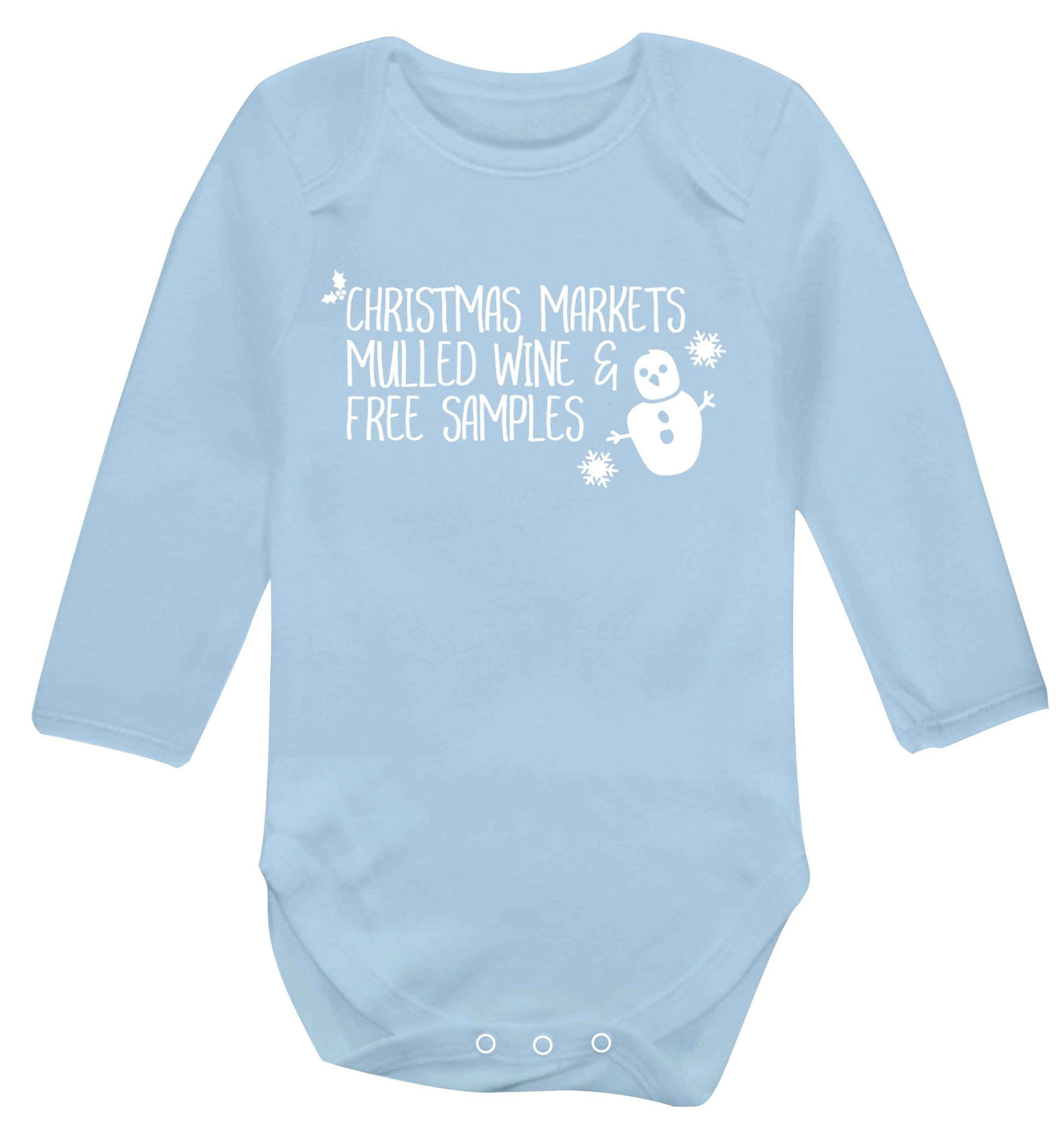 Christmas market mulled wine & free samples Baby Vest long sleeved pale blue 6-12 months