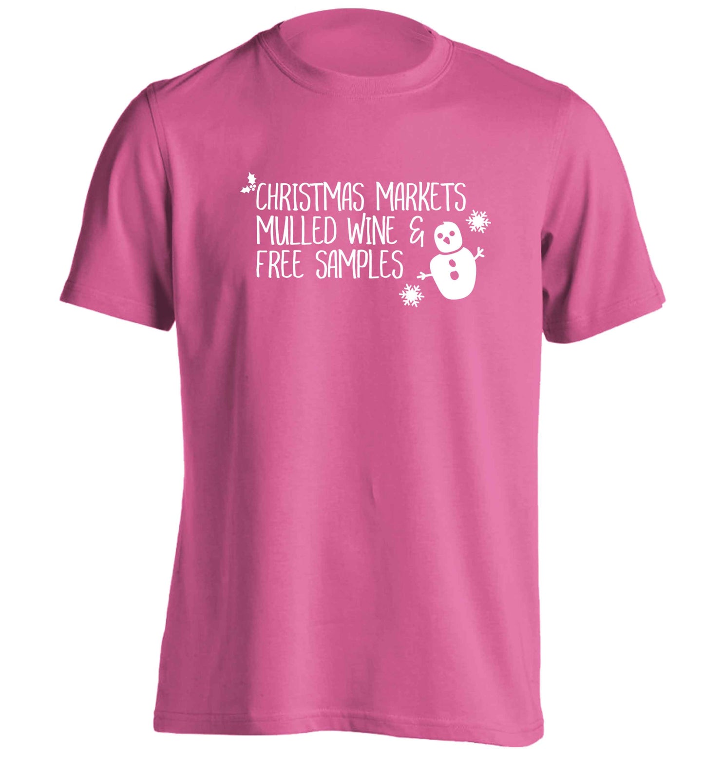 Christmas market mulled wine & free samples adults unisex pink Tshirt 2XL