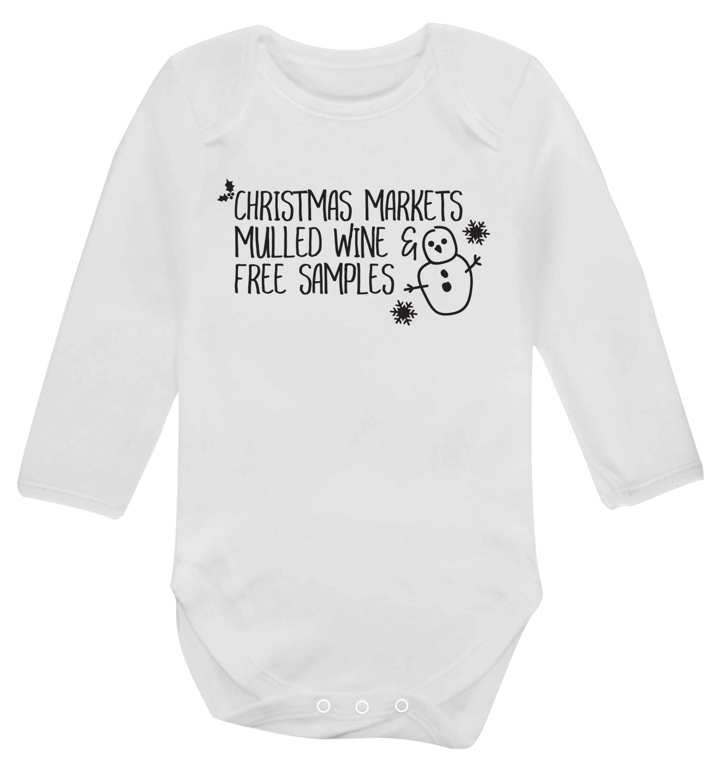 Christmas market mulled wine & free samples Baby Vest long sleeved white 6-12 months