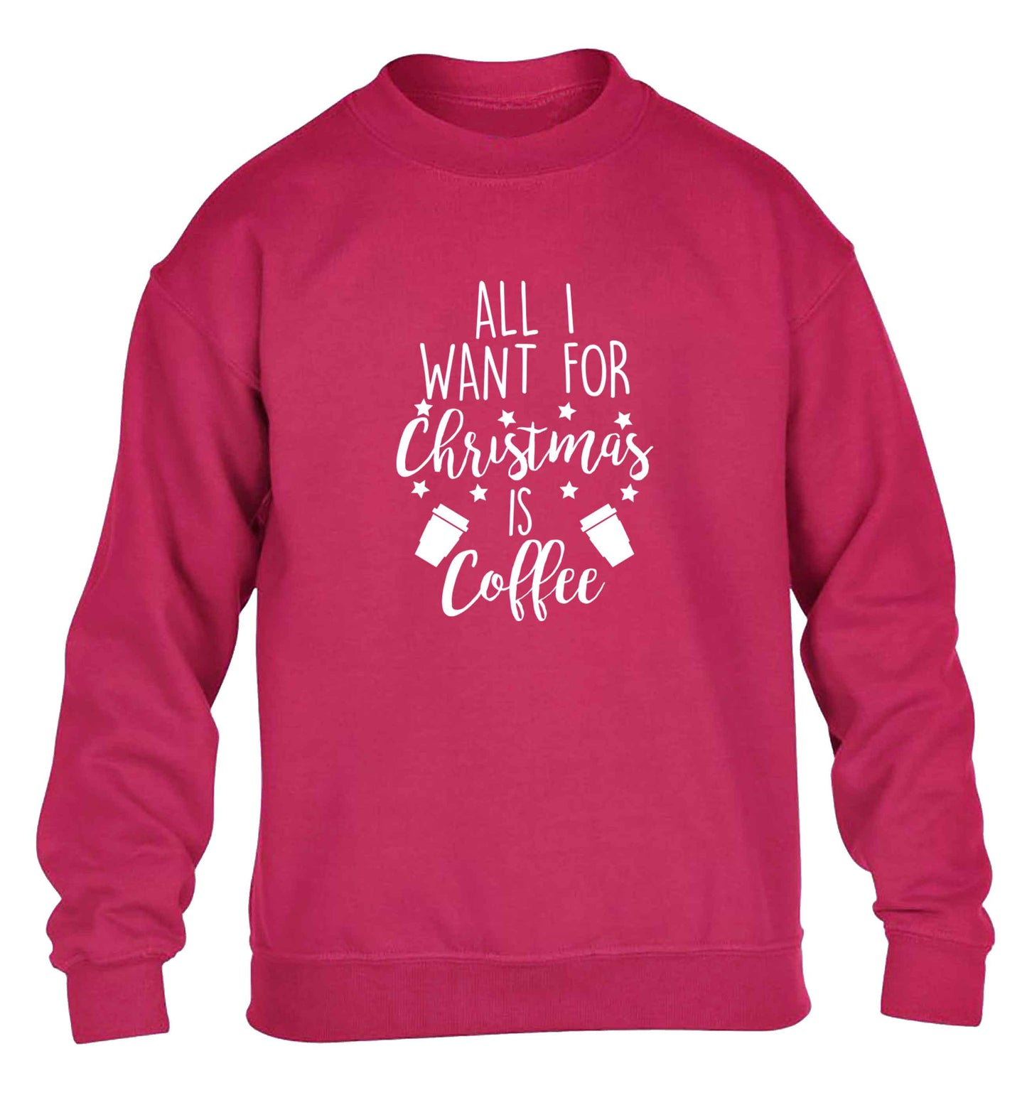 All I want for Christmas is coffee children's pink sweater 12-13 Years
