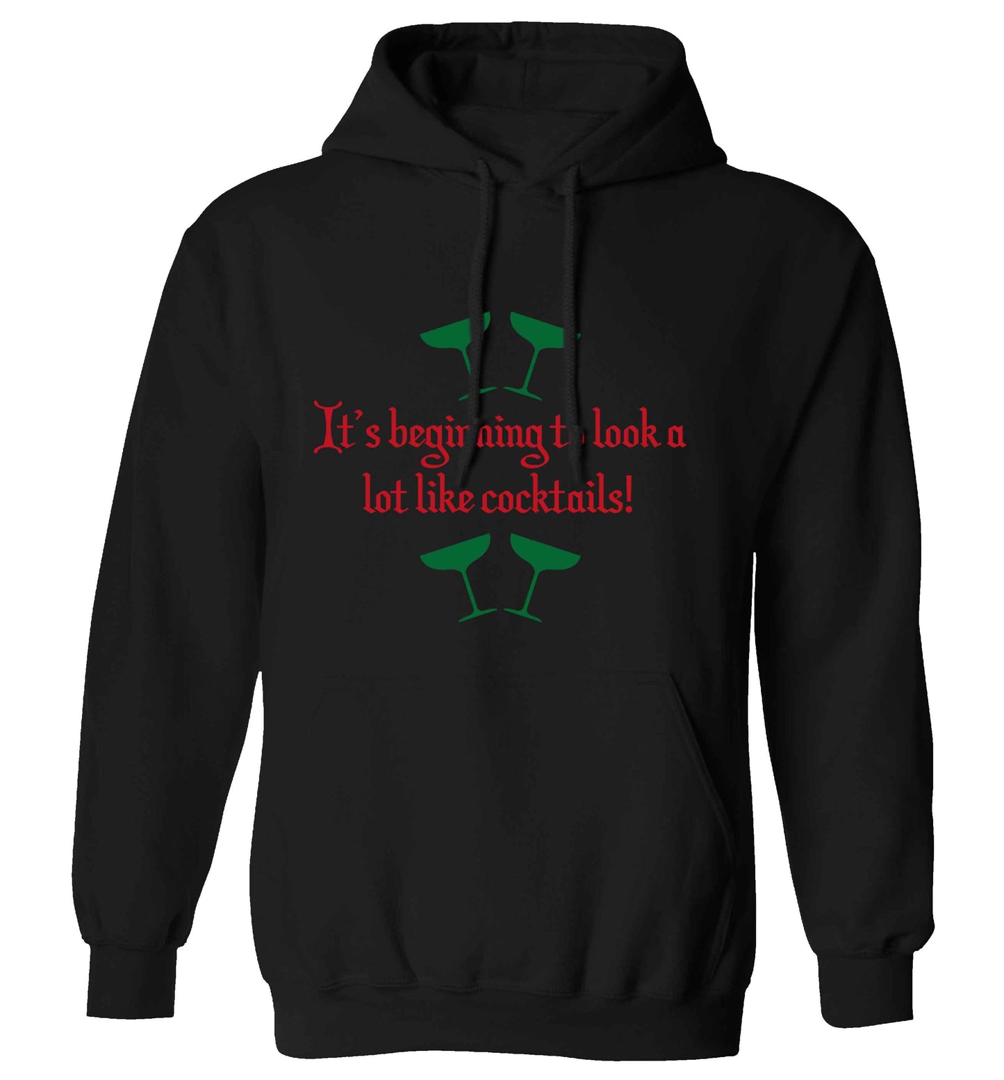 It's beginning to look a lot like cocktails adults unisex black hoodie 2XL