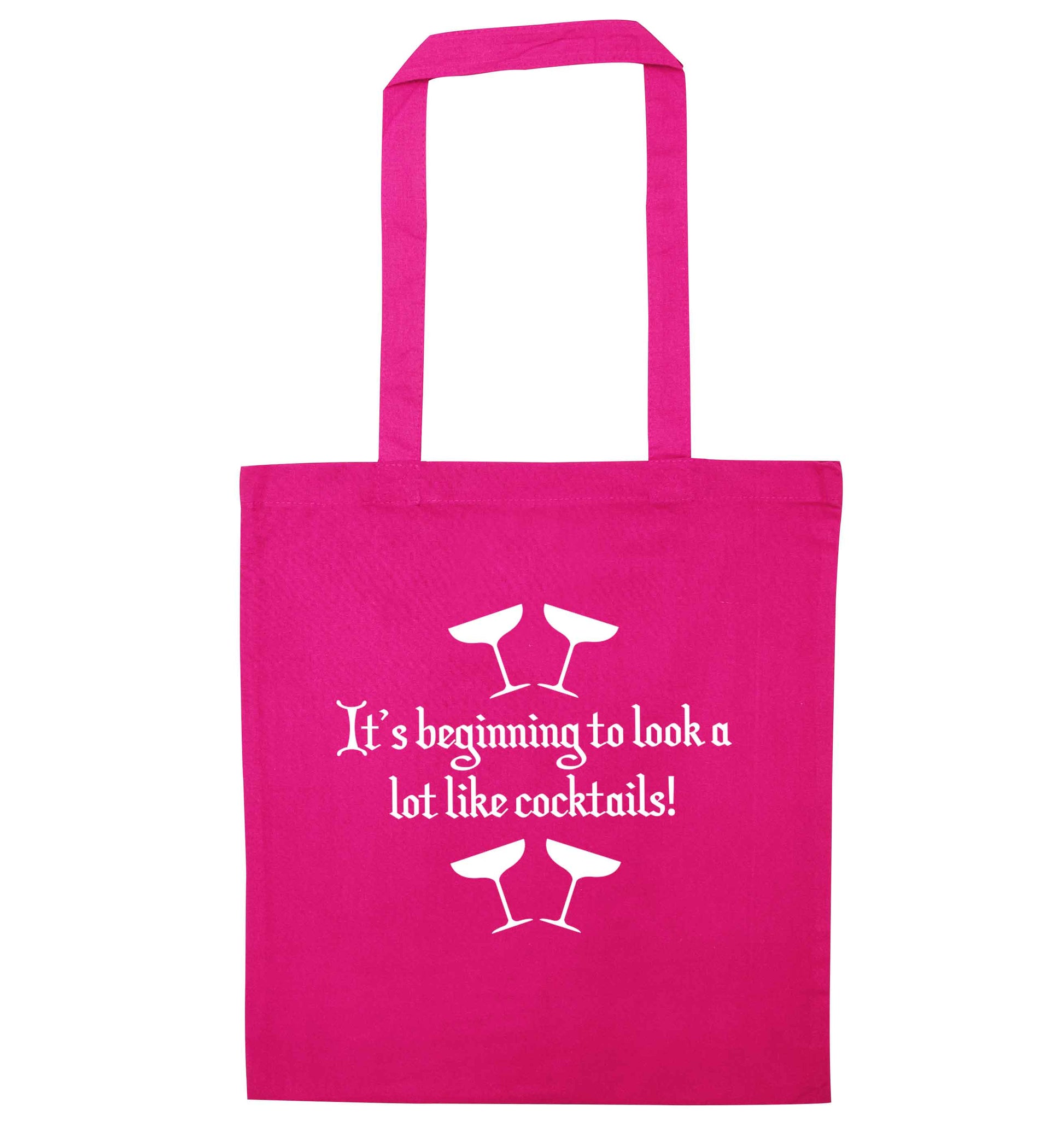 It's beginning to look a lot like cocktails pink tote bag