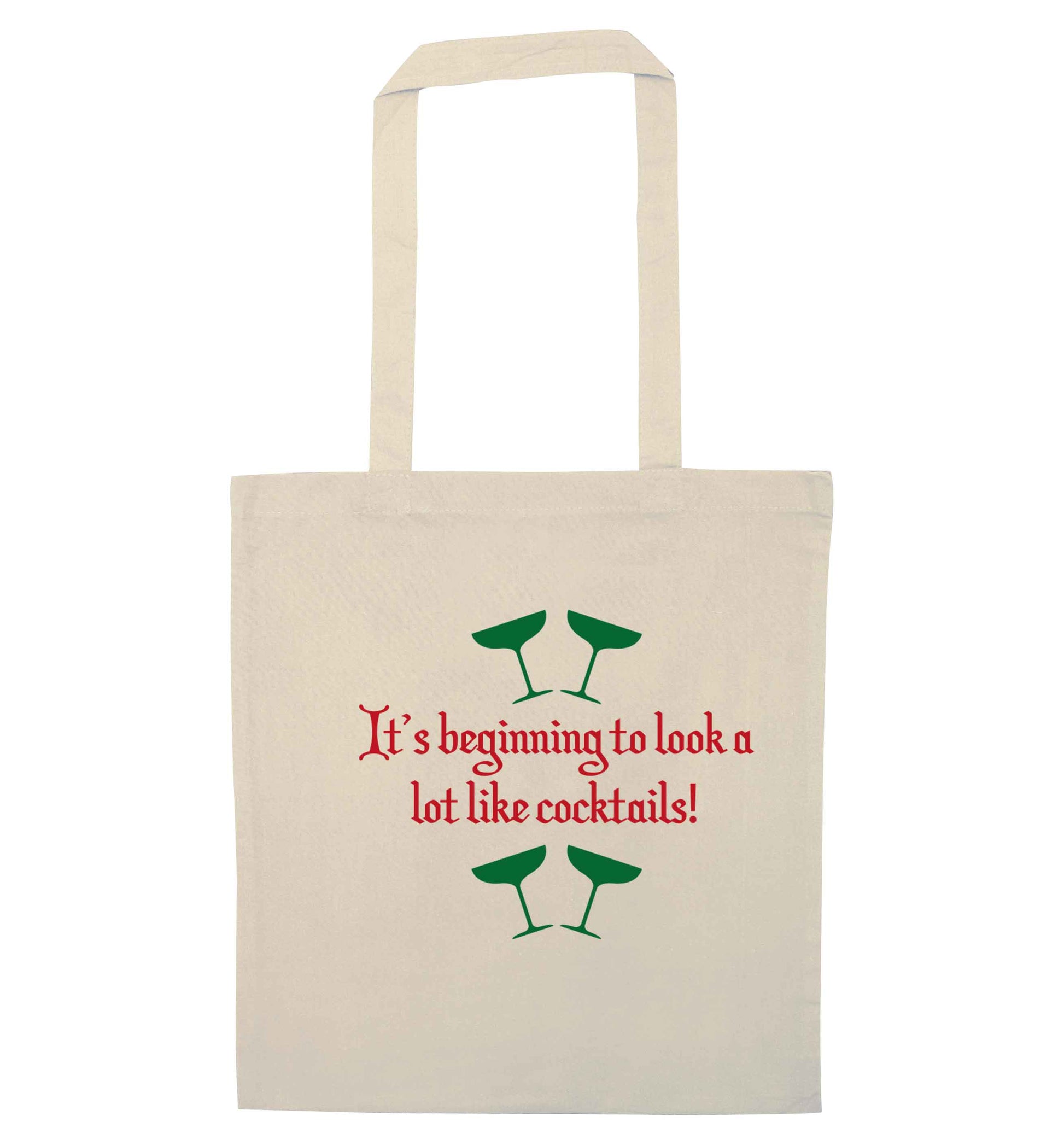 It's beginning to look a lot like cocktails natural tote bag