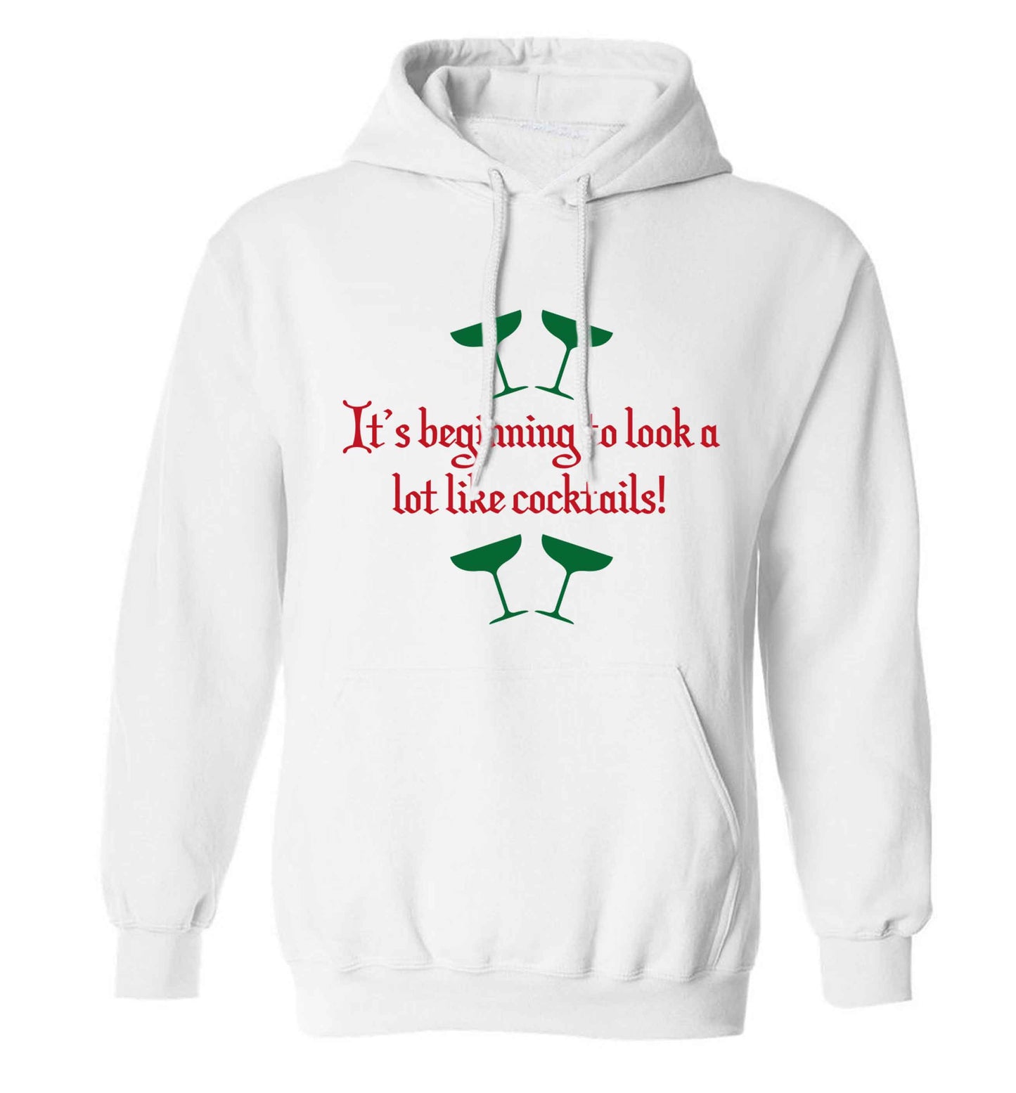 It's beginning to look a lot like cocktails adults unisex white hoodie 2XL