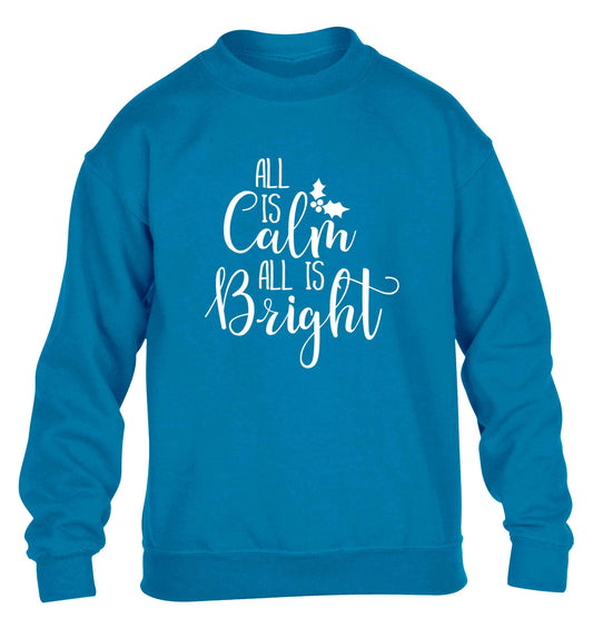 All is calm is bright children's blue sweater 12-13 Years