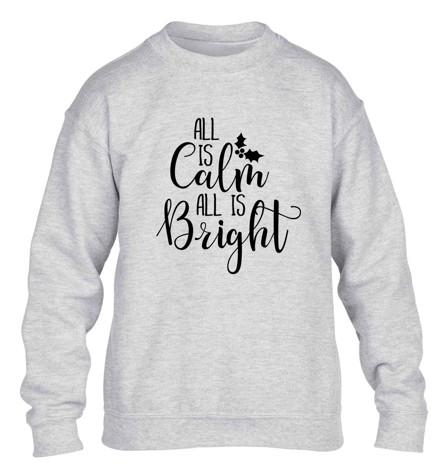 All is calm is bright children's grey sweater 12-13 Years
