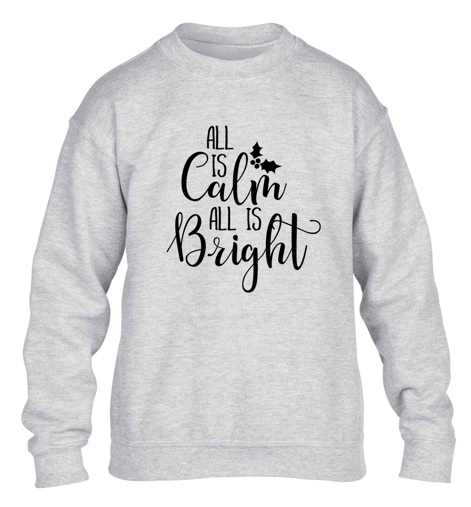 All is calm is bright children's grey sweater 12-13 Years