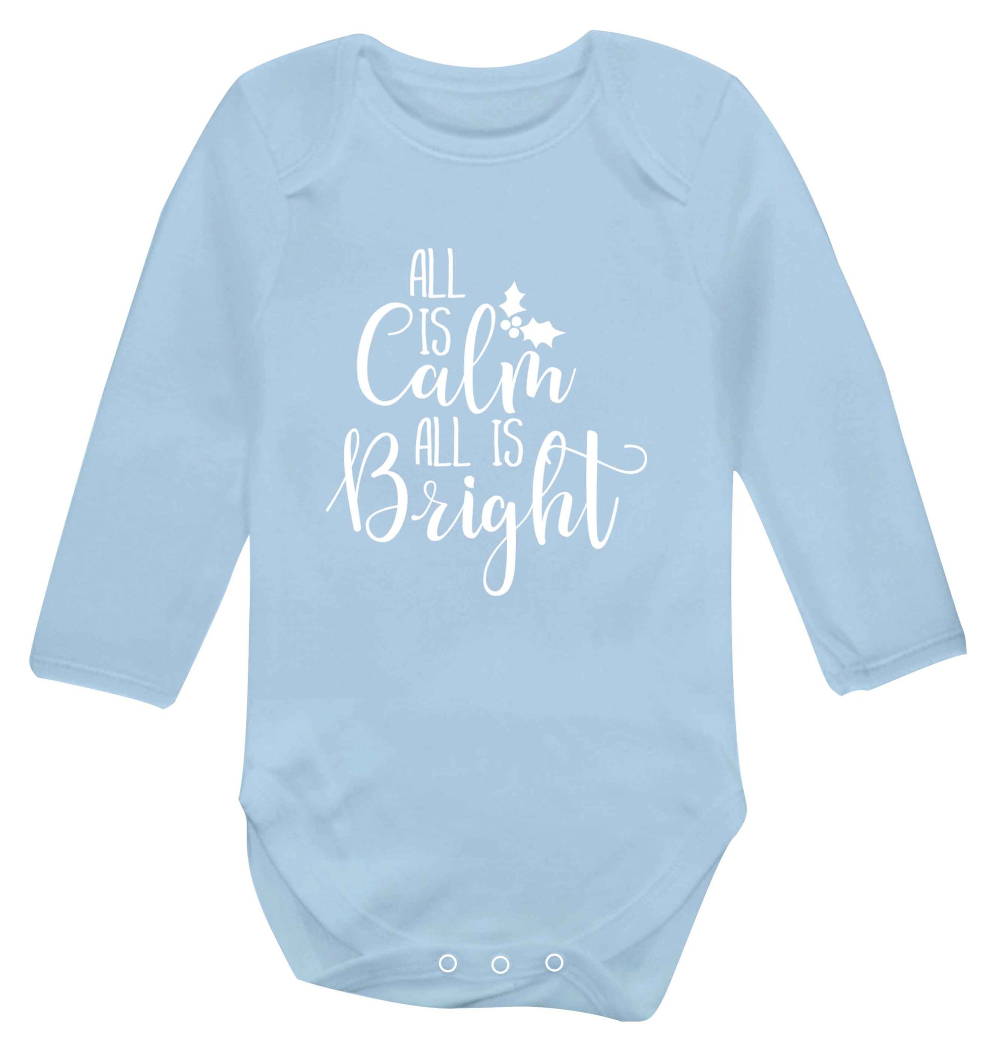 All is calm is bright Baby Vest long sleeved pale blue 6-12 months