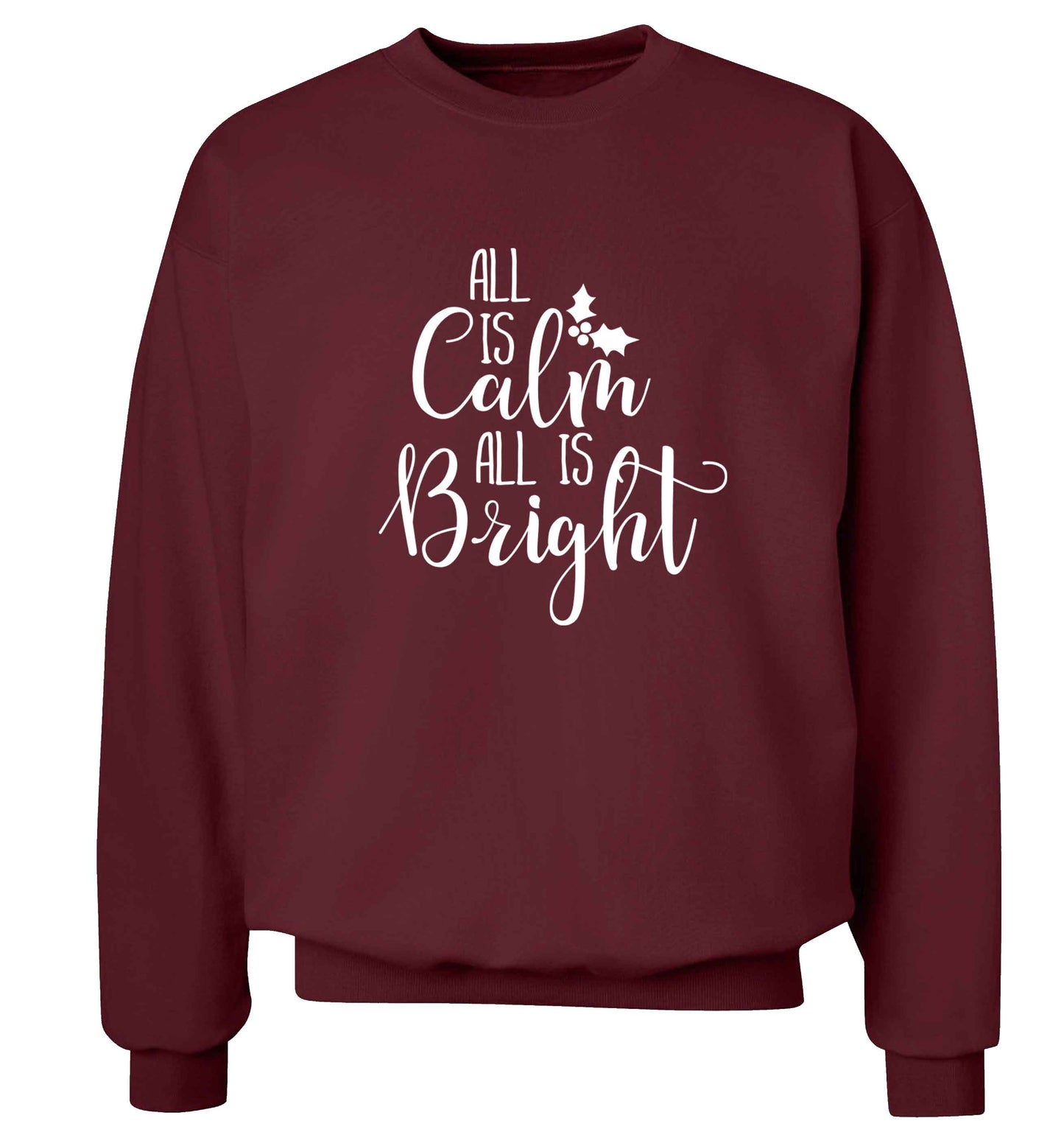 All is calm is bright Adult's unisex maroon Sweater 2XL