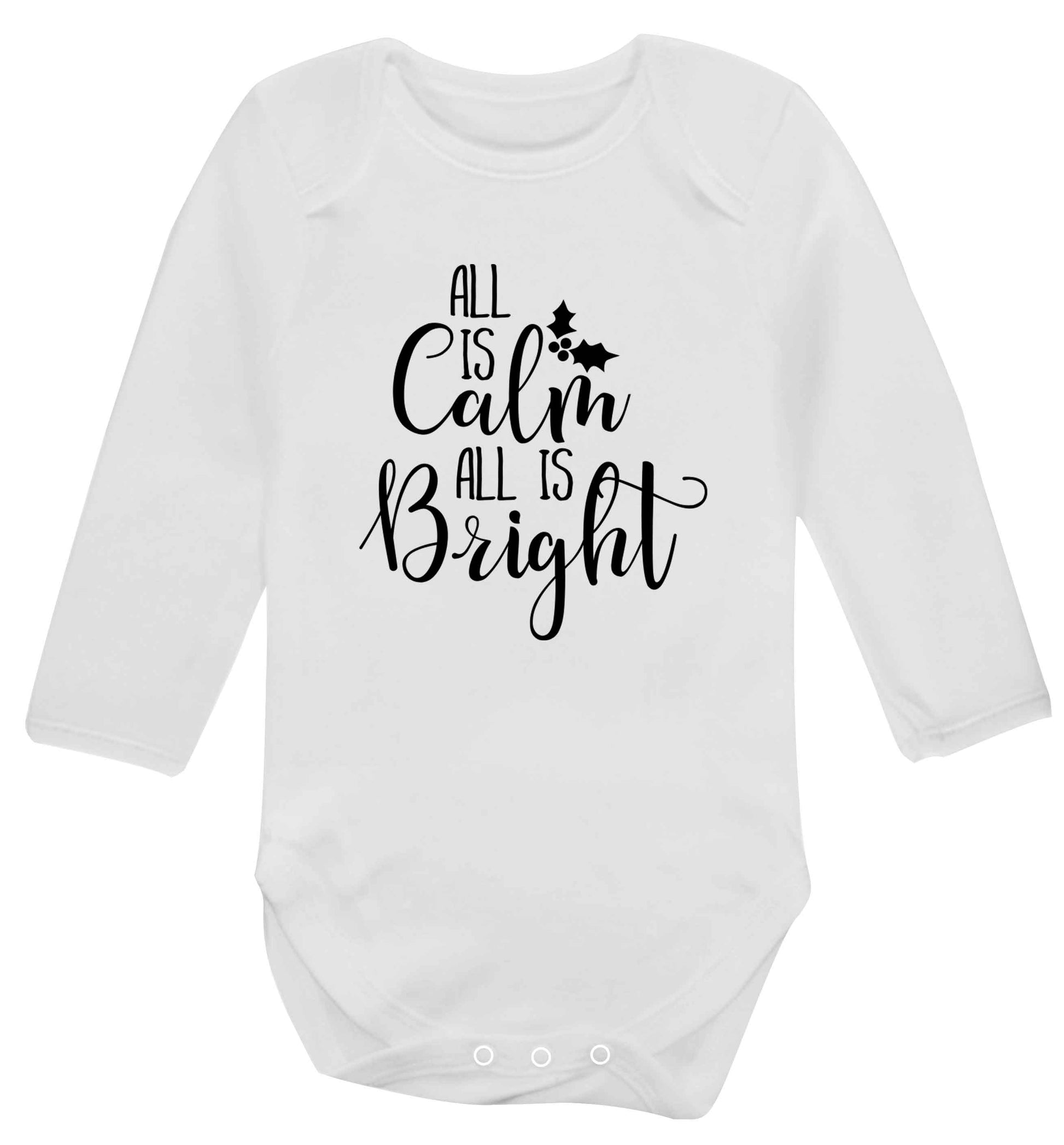 All is calm is bright Baby Vest long sleeved white 6-12 months