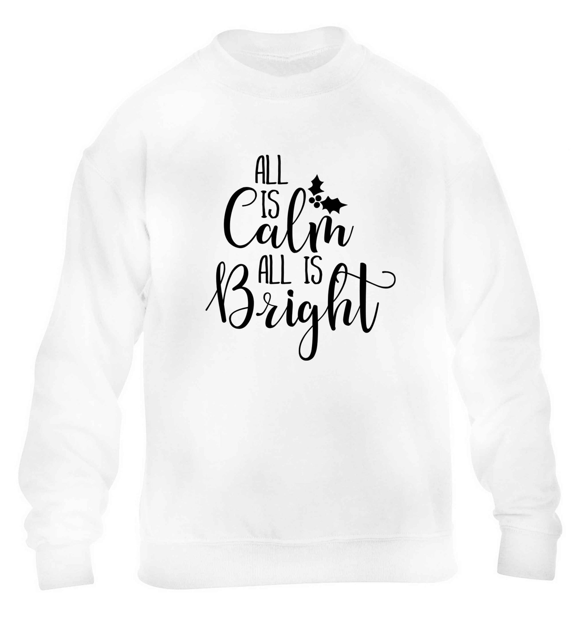 All is calm is bright children's white sweater 12-13 Years