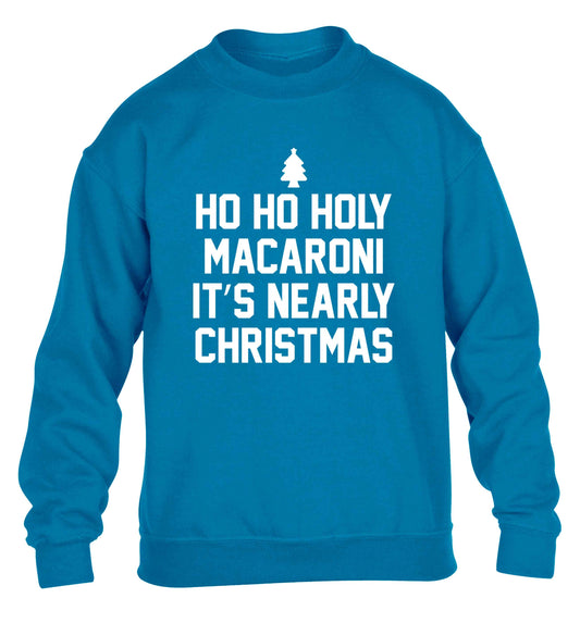 Ho ho holy macaroni it's nearly Christmas children's blue sweater 12-13 Years
