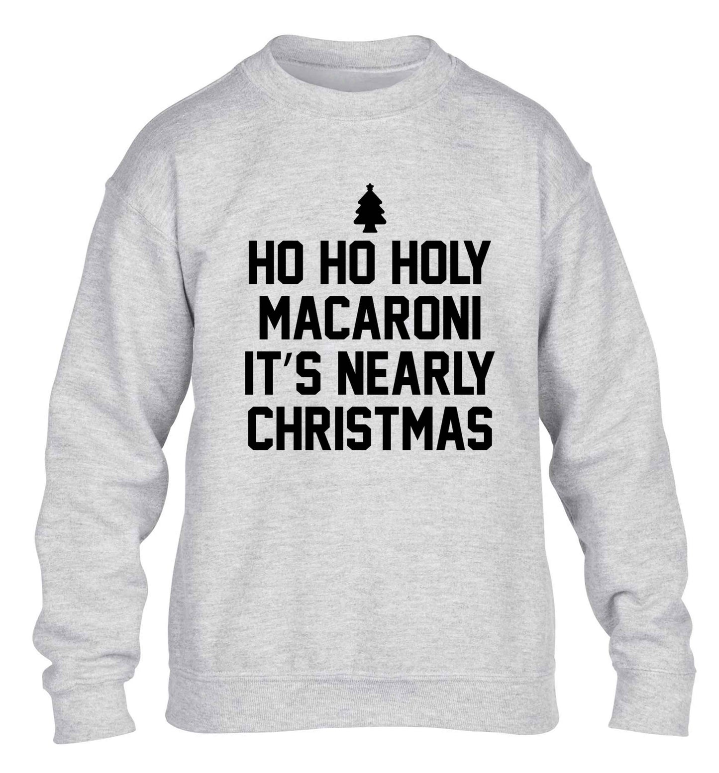 Ho ho holy macaroni it's nearly Christmas children's grey sweater 12-13 Years