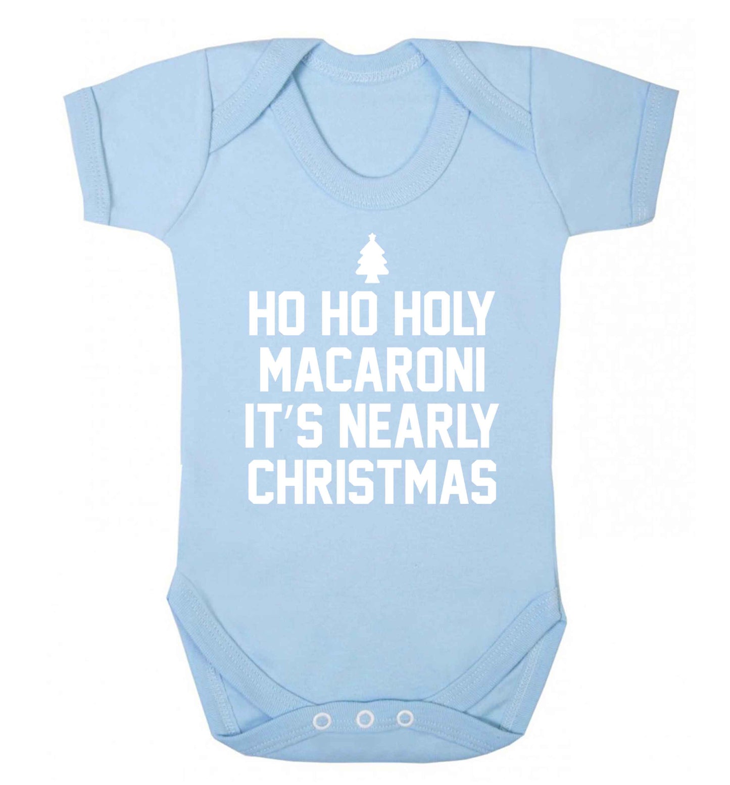 Ho ho holy macaroni it's nearly Christmas Baby Vest pale blue 18-24 months